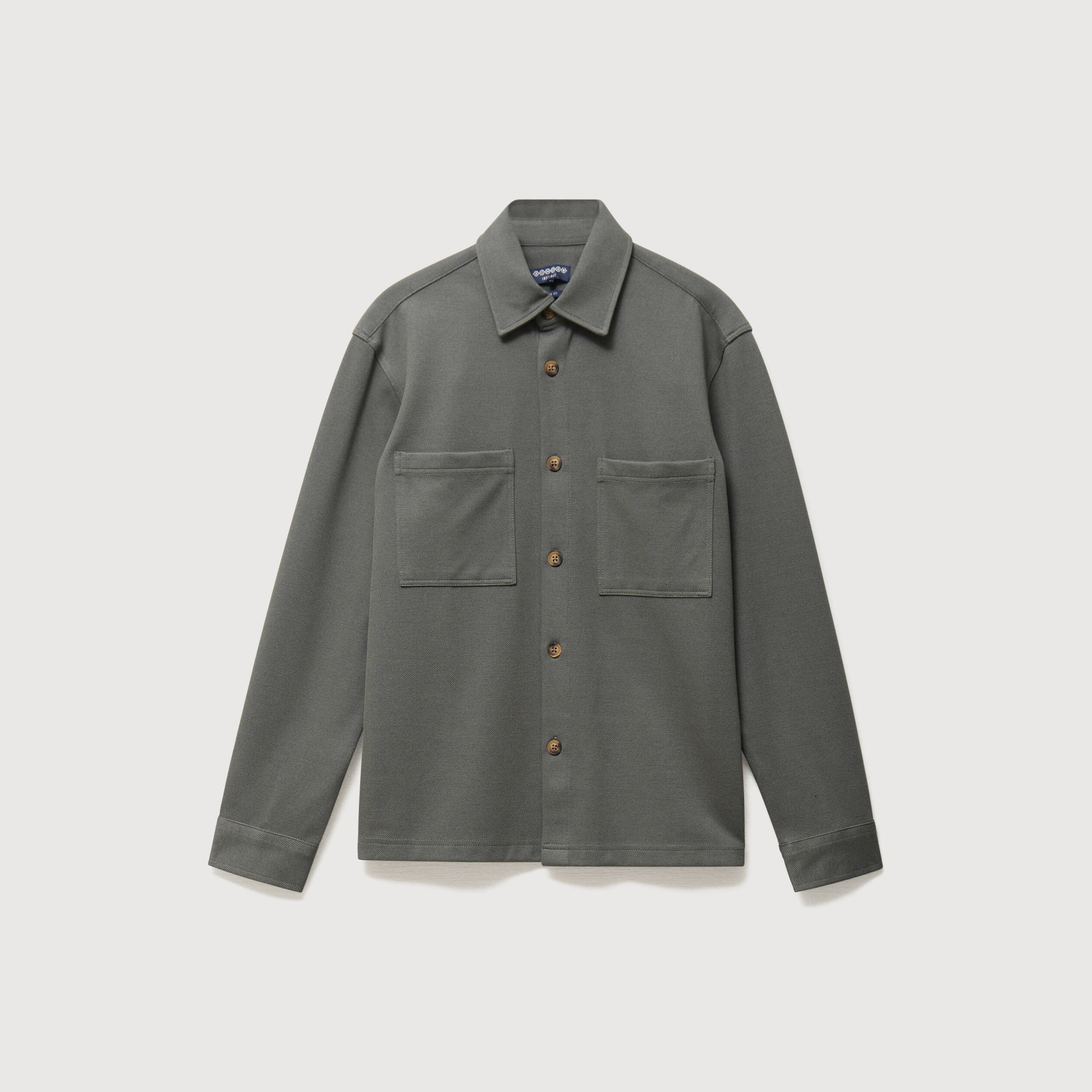 Surchemise droite col am&eacute;ricain vert kaki homme