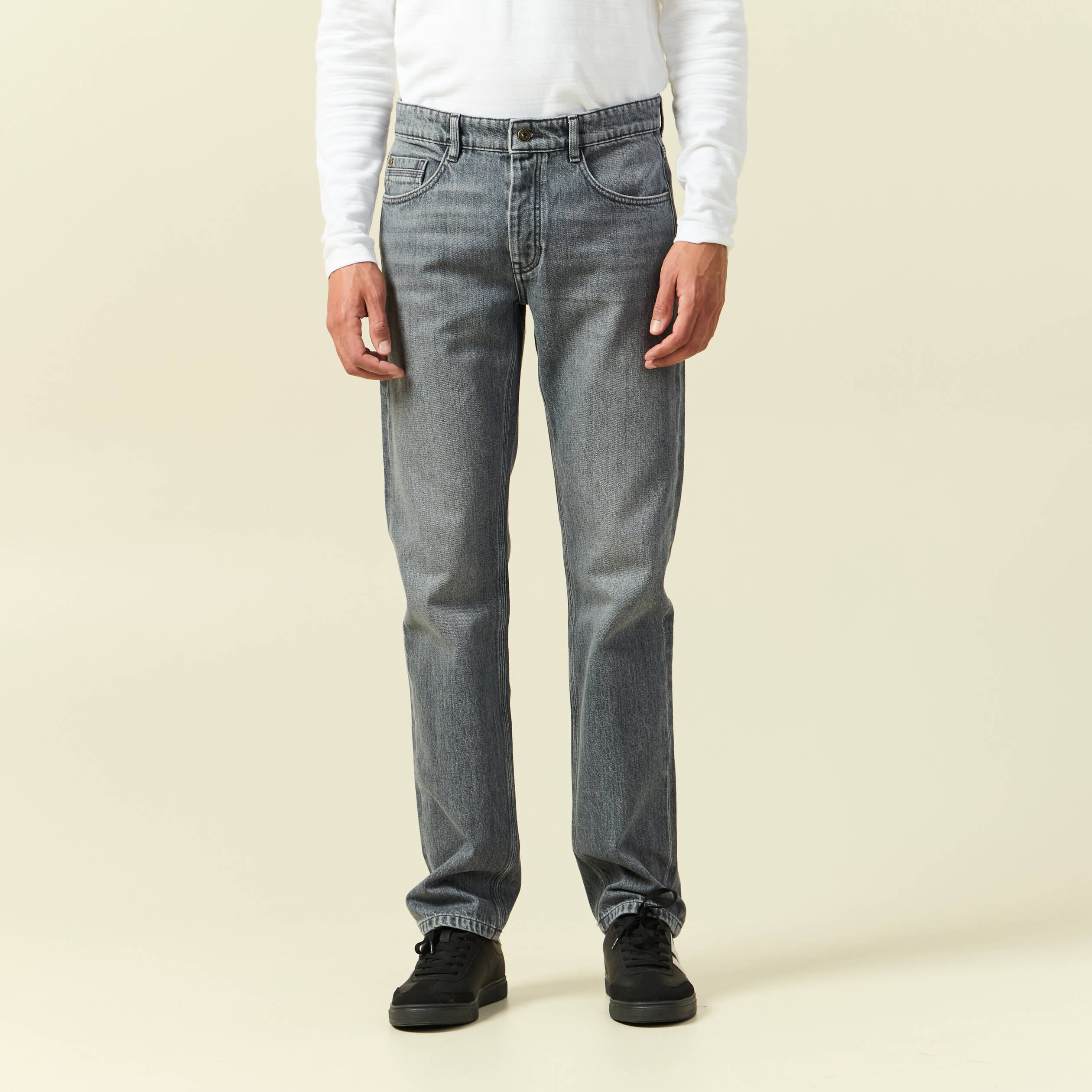 Jeans straight longueur 34 bleu gris homme