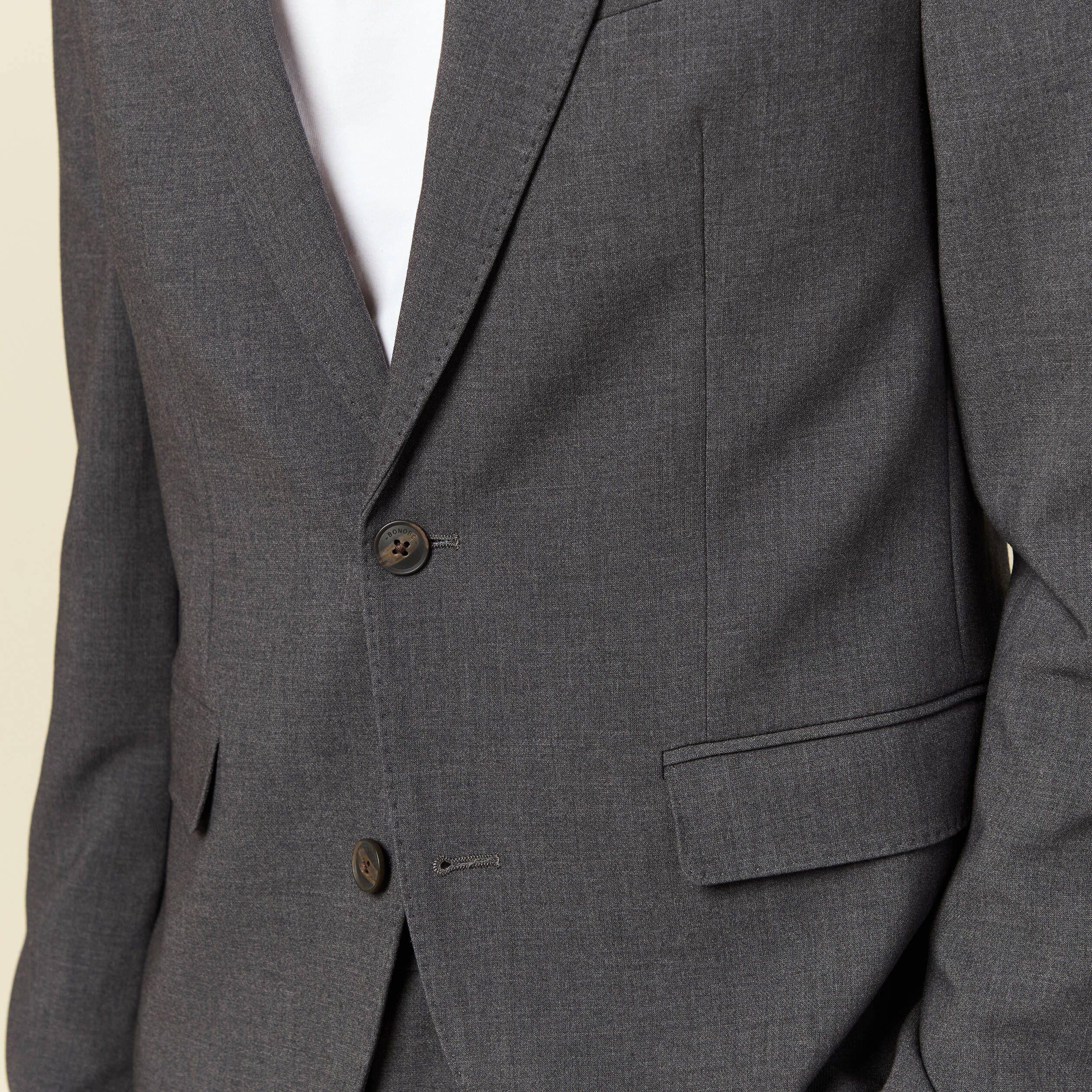 Blazer manches longues col tailleur gris fonc&eacute; homme