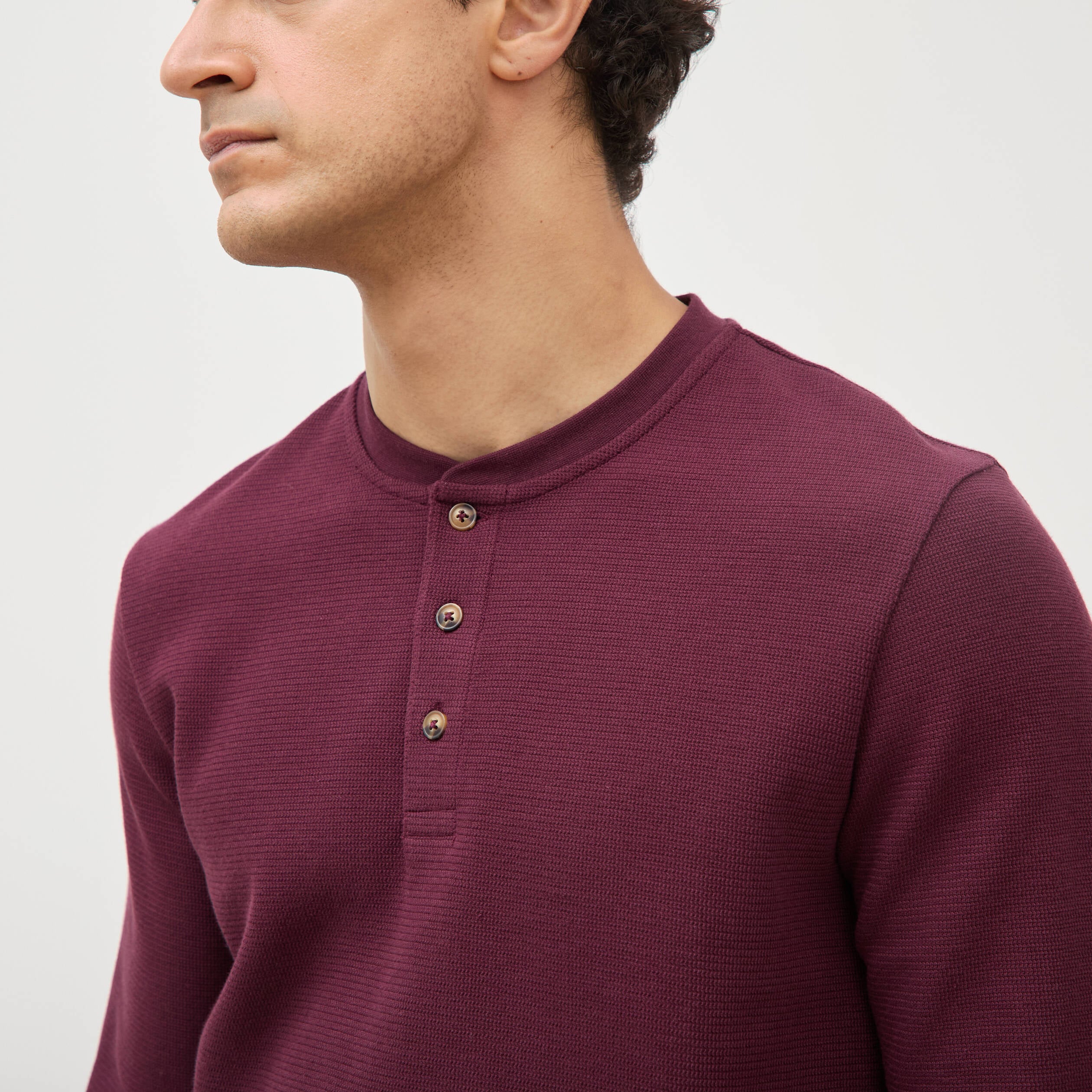 T-shirt manches longues prune homme