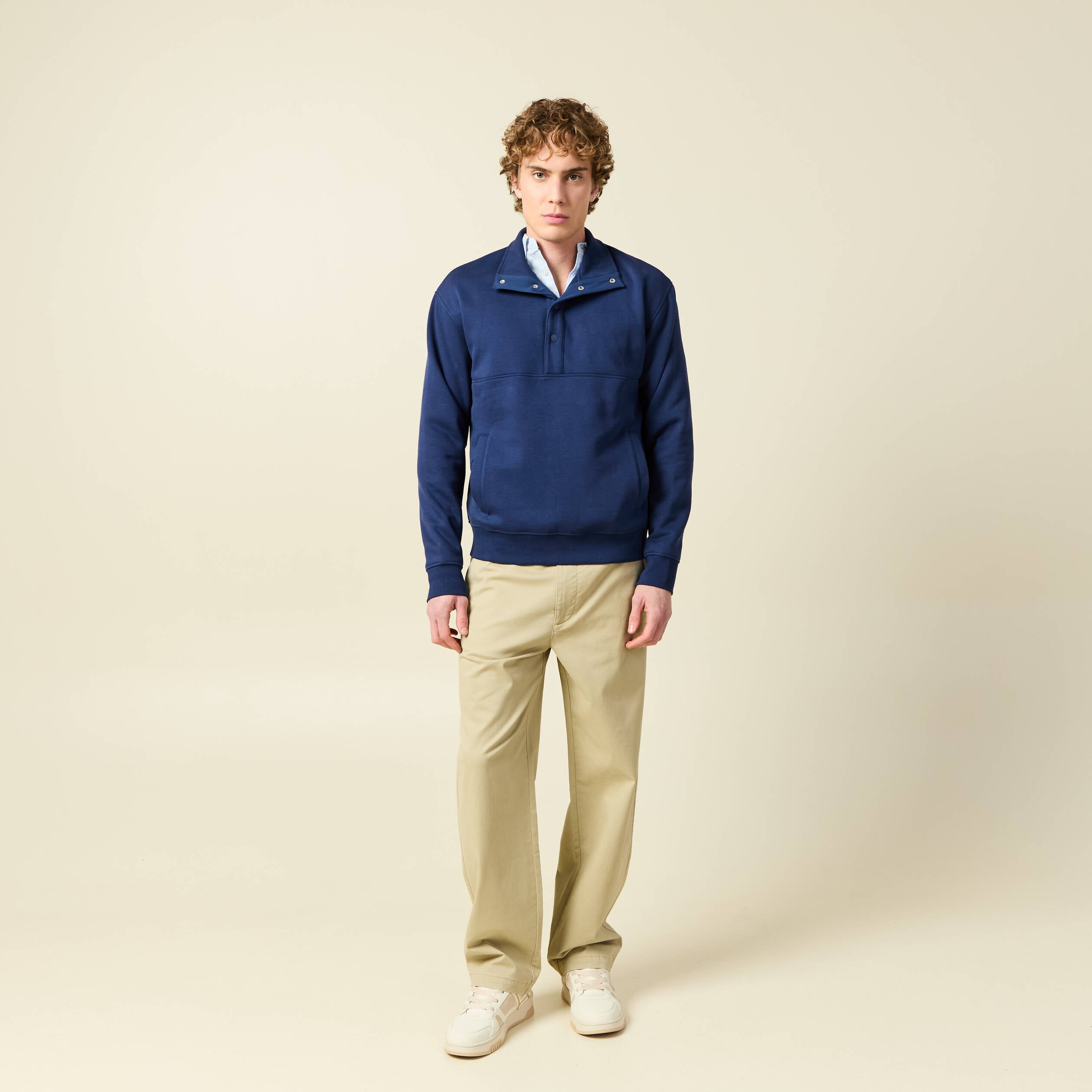 Chemise en coton manches longues bleu ciel homme