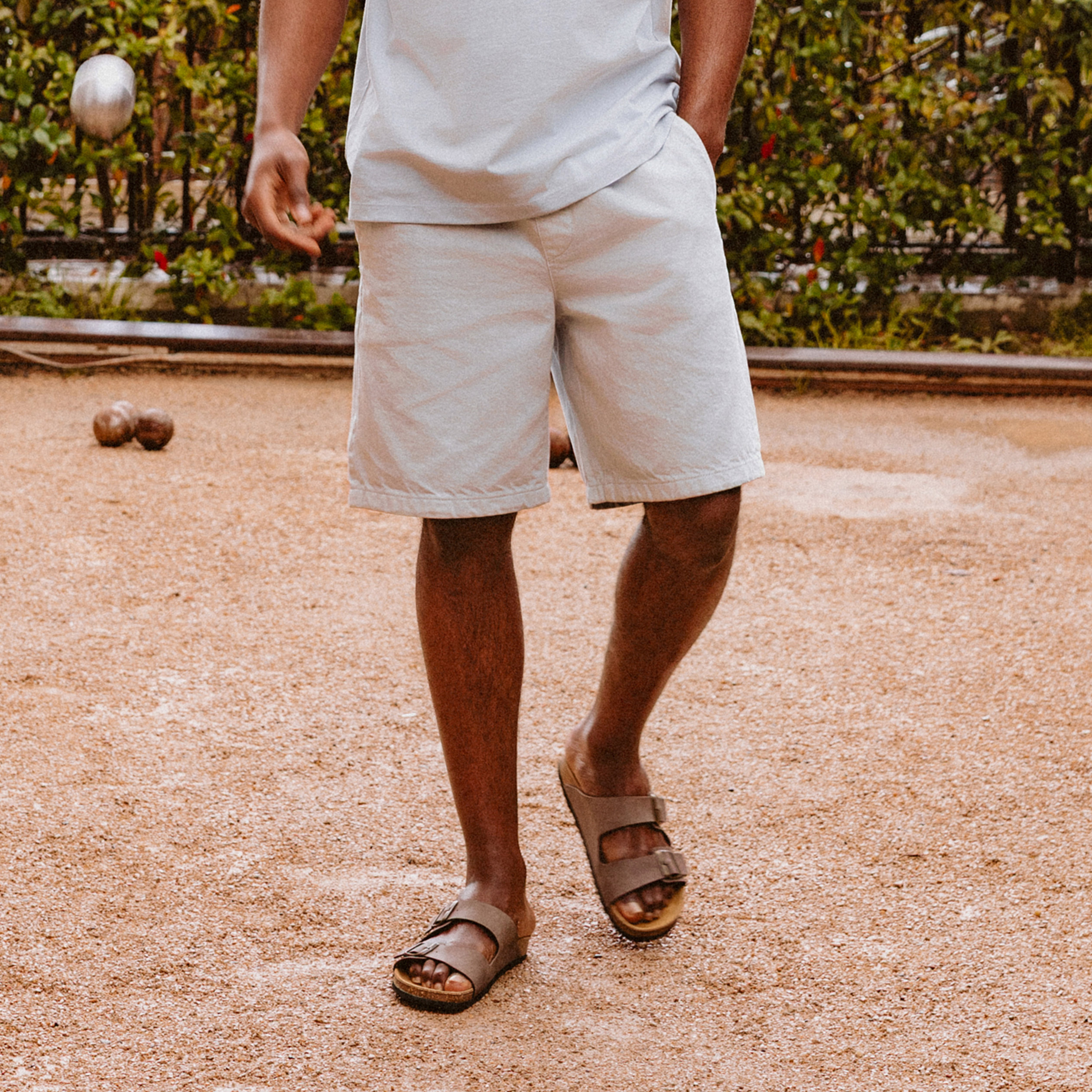 Bermuda en coton gris clair homme