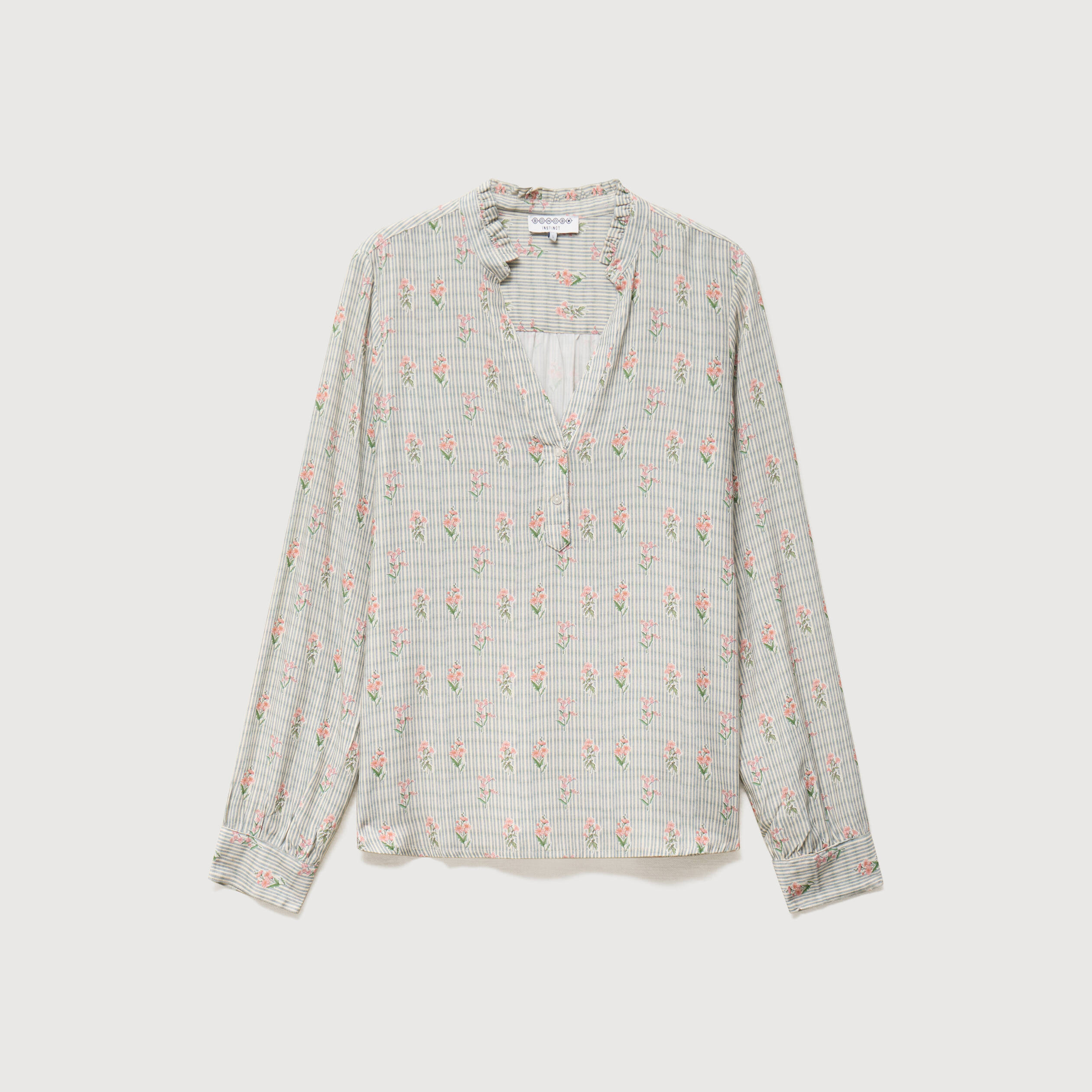 Blouse manches longues bleu gris femme