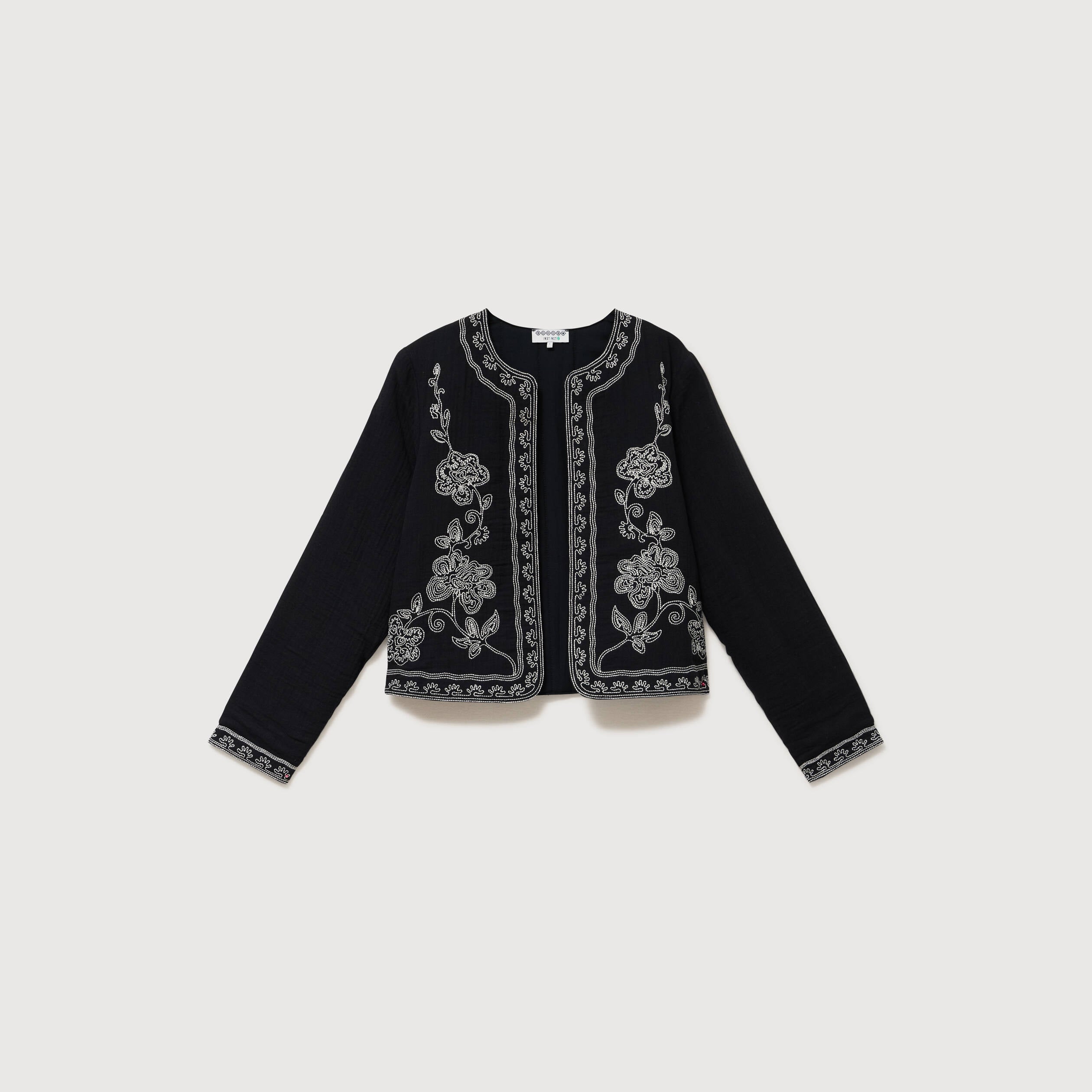 Veste en coton avec broderie noir femme
