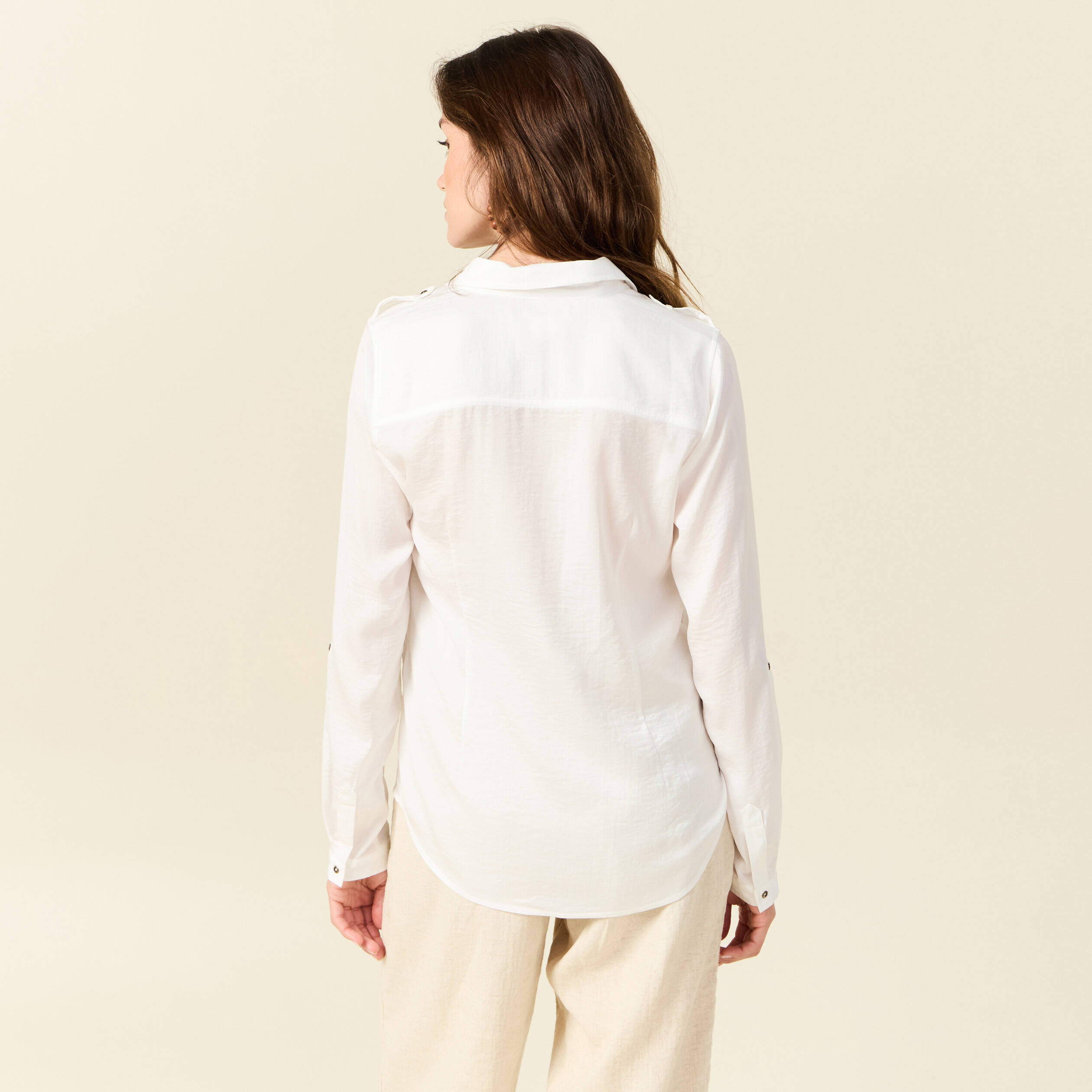 chemise manches longues ecru femme Chemise manches longues ecru femme