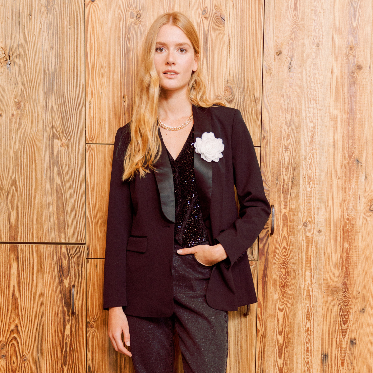 blazer col chale noir femme Blazer col châle noir femme