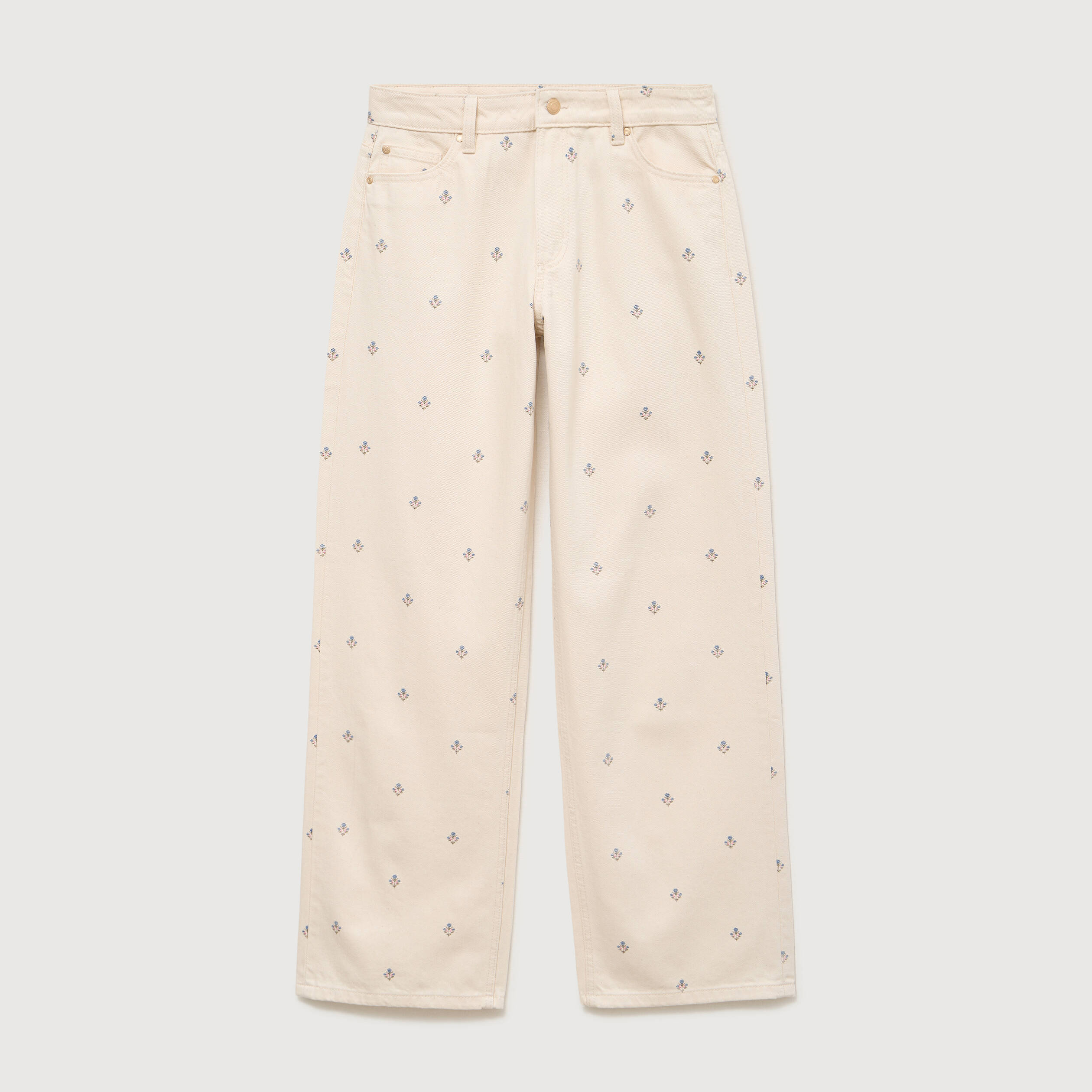 Jeans wide leg taille standard blanc femme