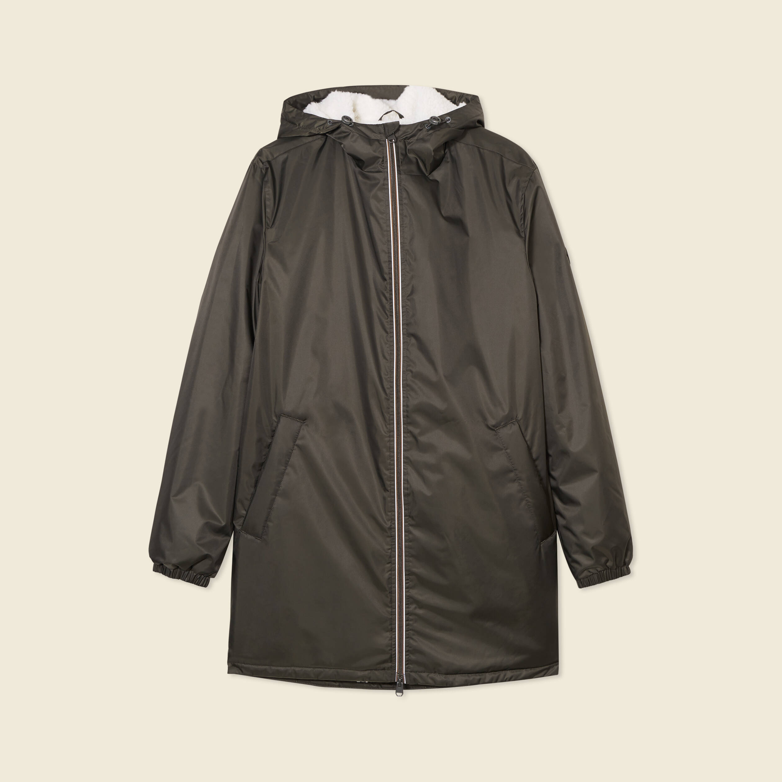 Coupe-vent doubl&eacute; &agrave; capuche vert kaki homme