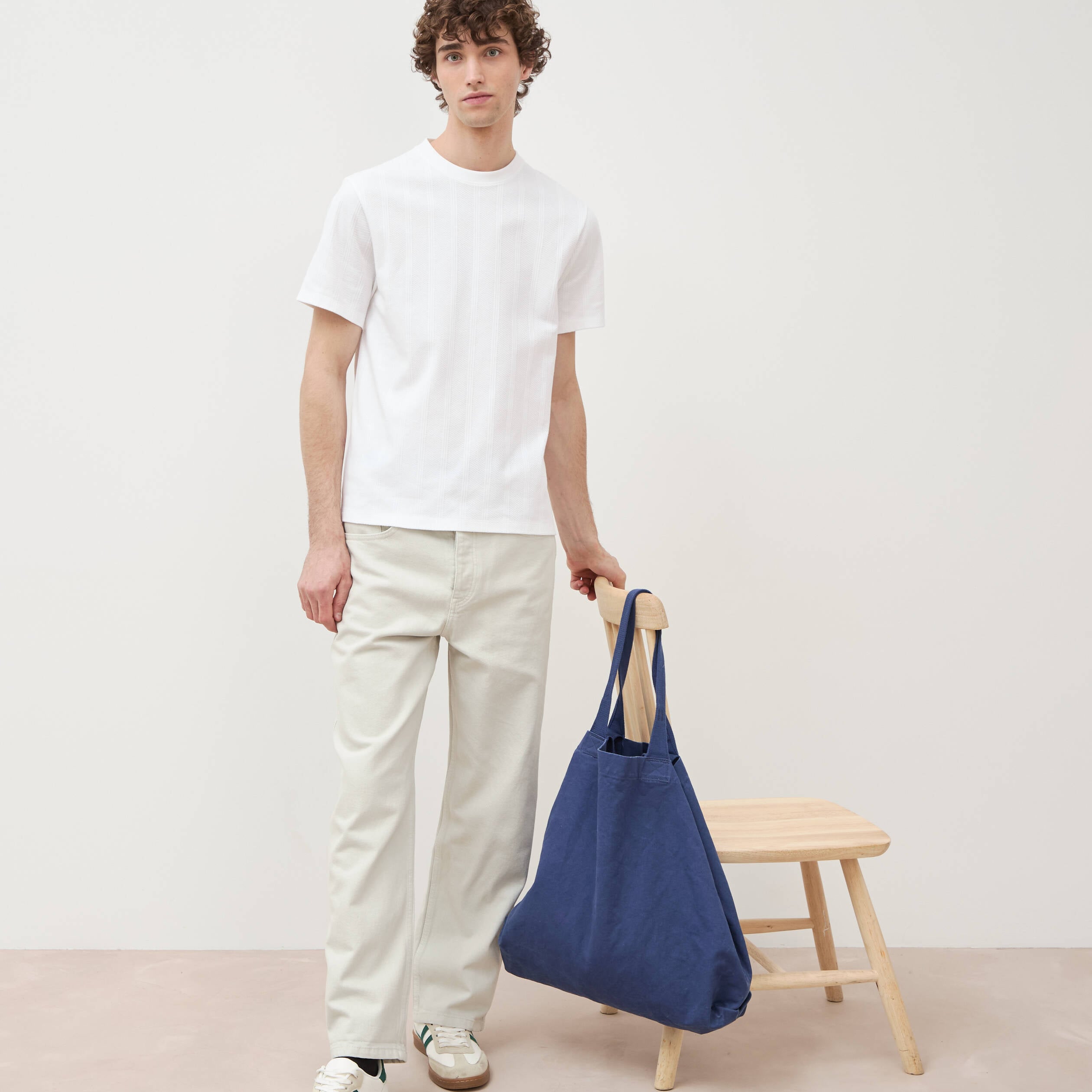 T-shirt en coton manches courtes blanc homme
