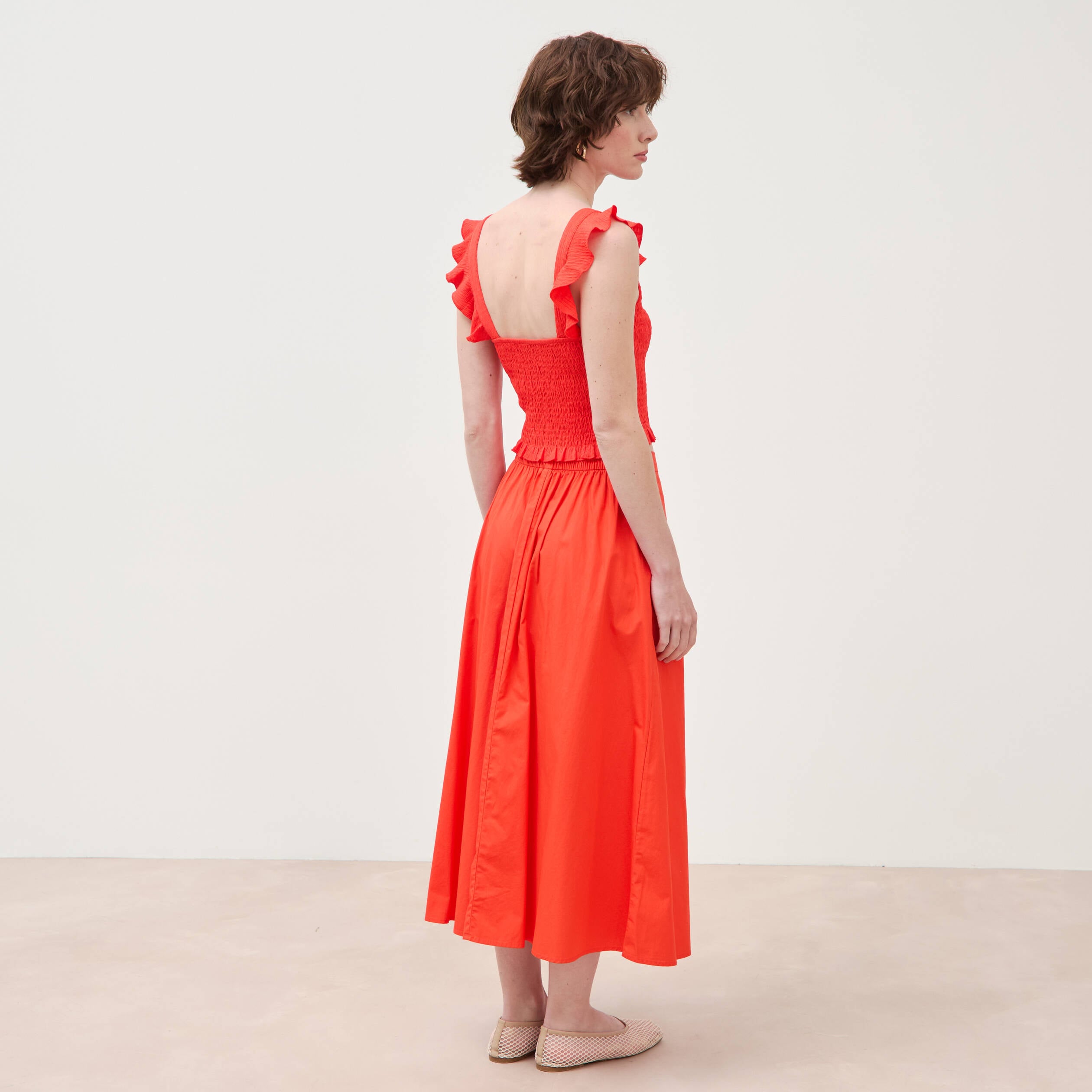 D&eacute;bardeur cintr&eacute; cropped d&eacute;collet&eacute; orange fonc&eacute; femme