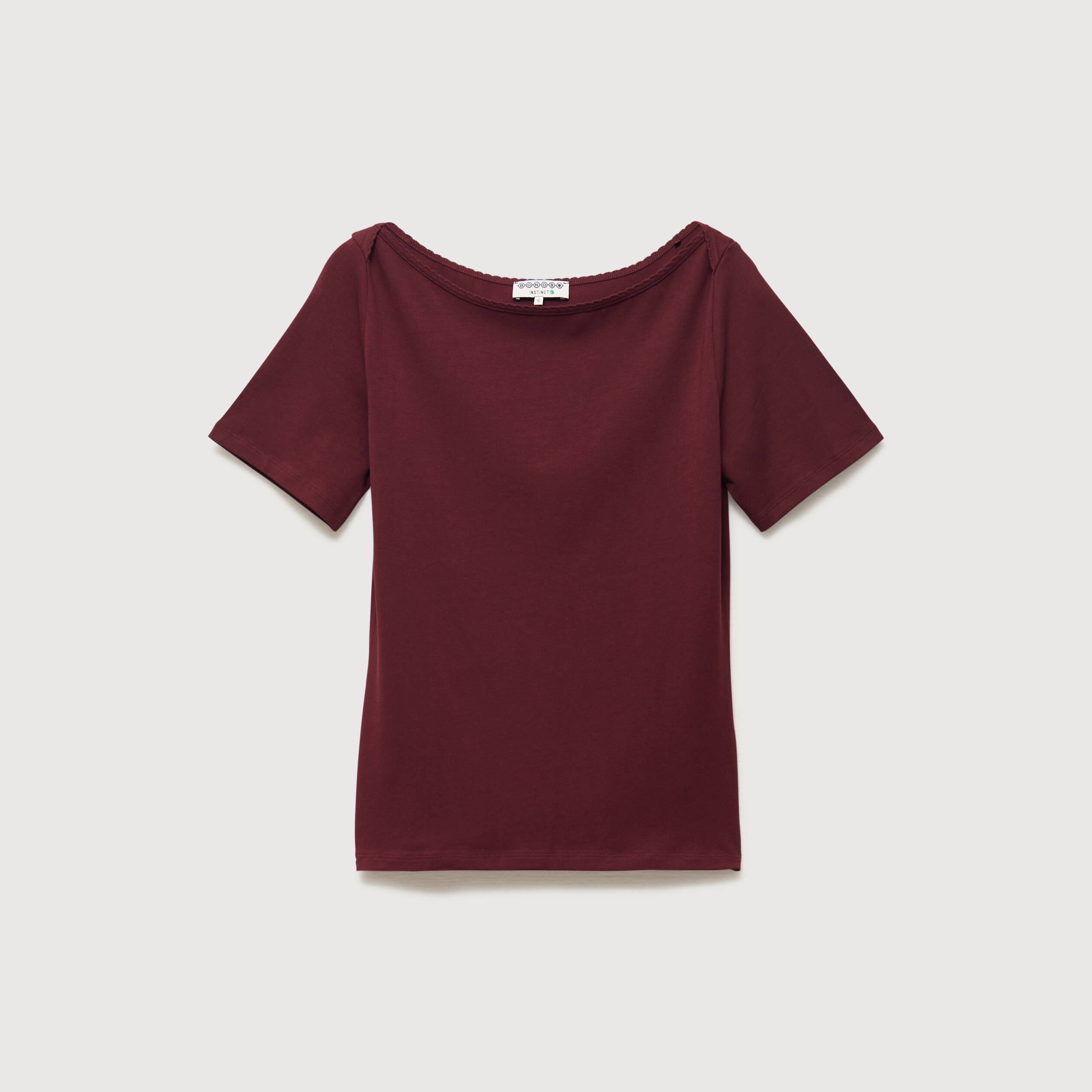 T-shirt ajust&eacute; manches courtes bordeaux femme