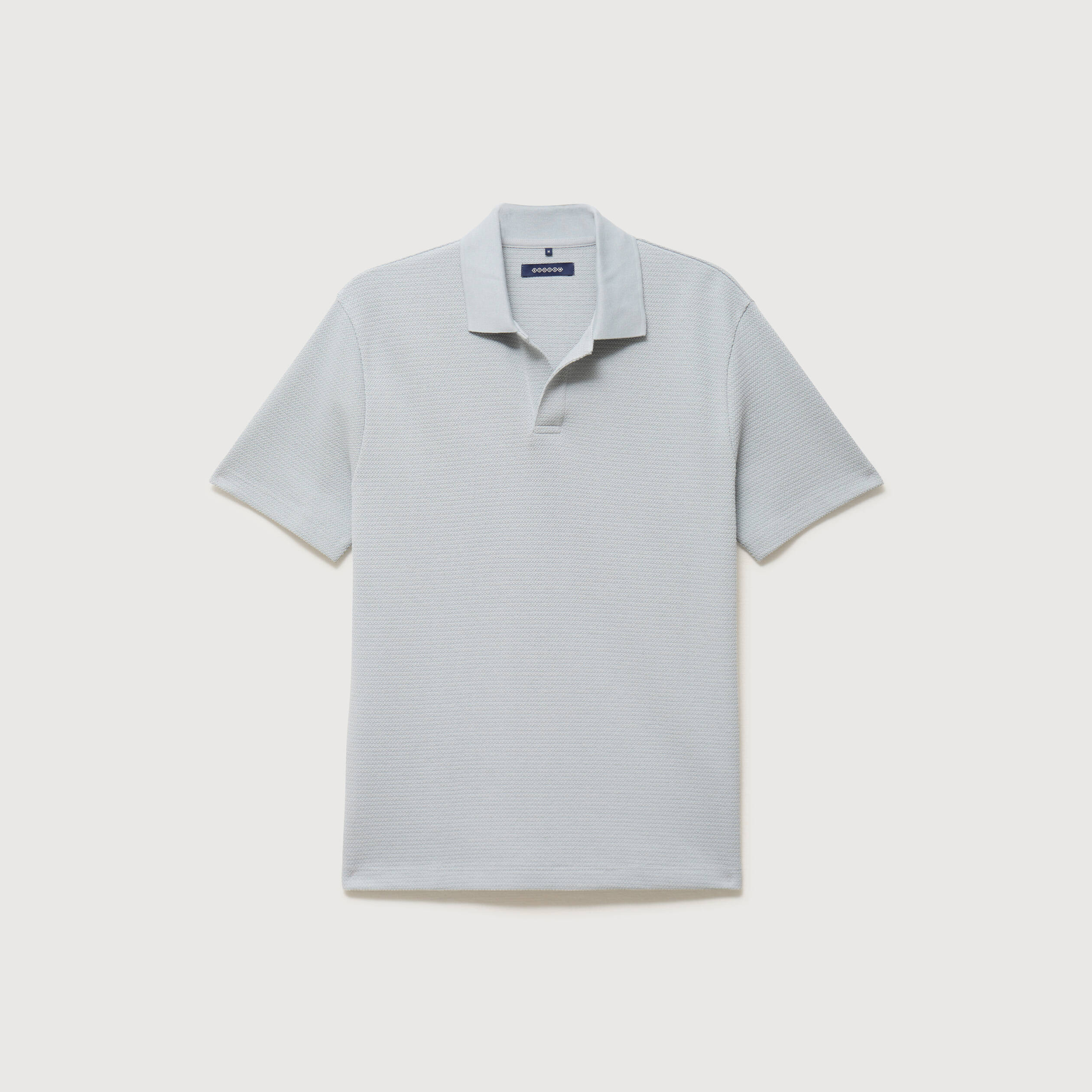 Polo manches courtes col cubain gris clair homme