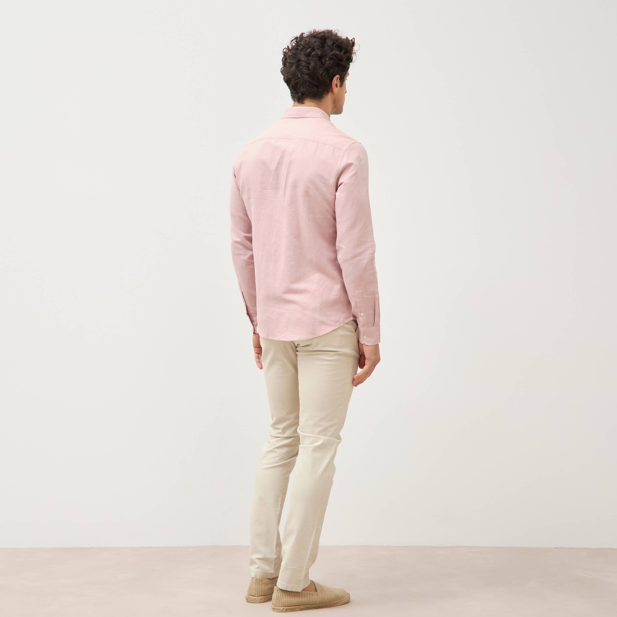 Chemise manches longues rose pastel homme