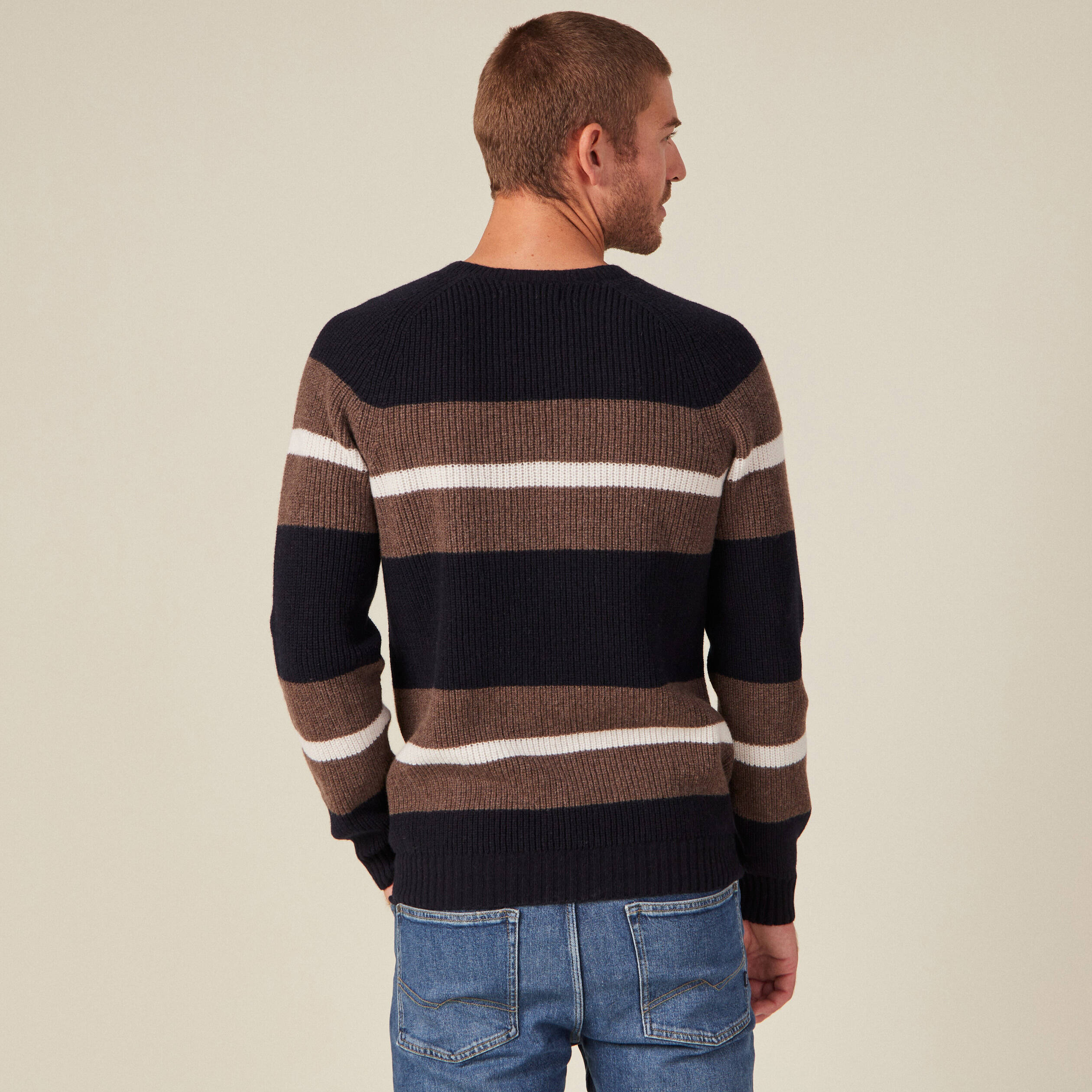 Pull manches longues fabriqu&eacute; en France bleu marine homme