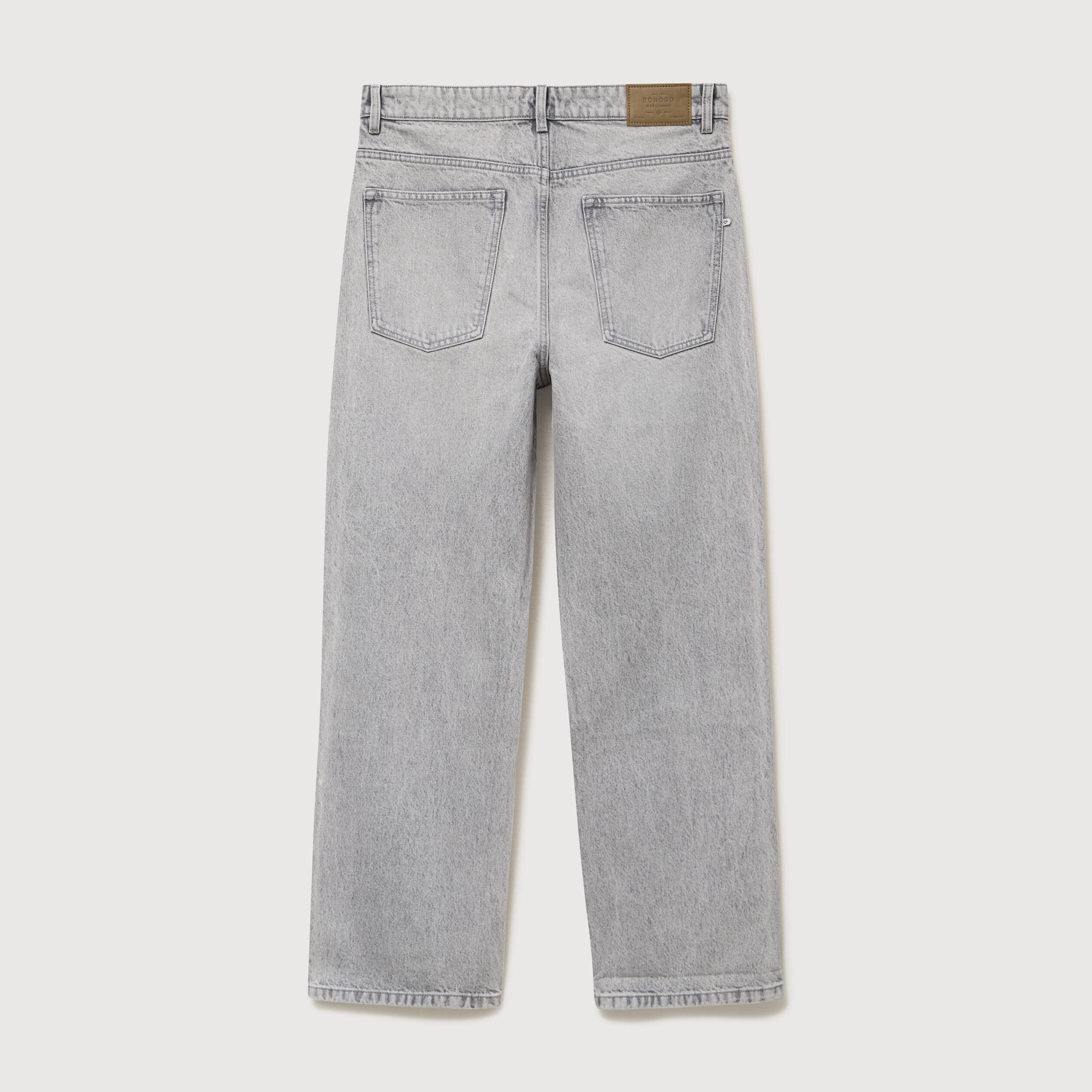 Jeans loose longueur 34 en coton denim gris clair homme