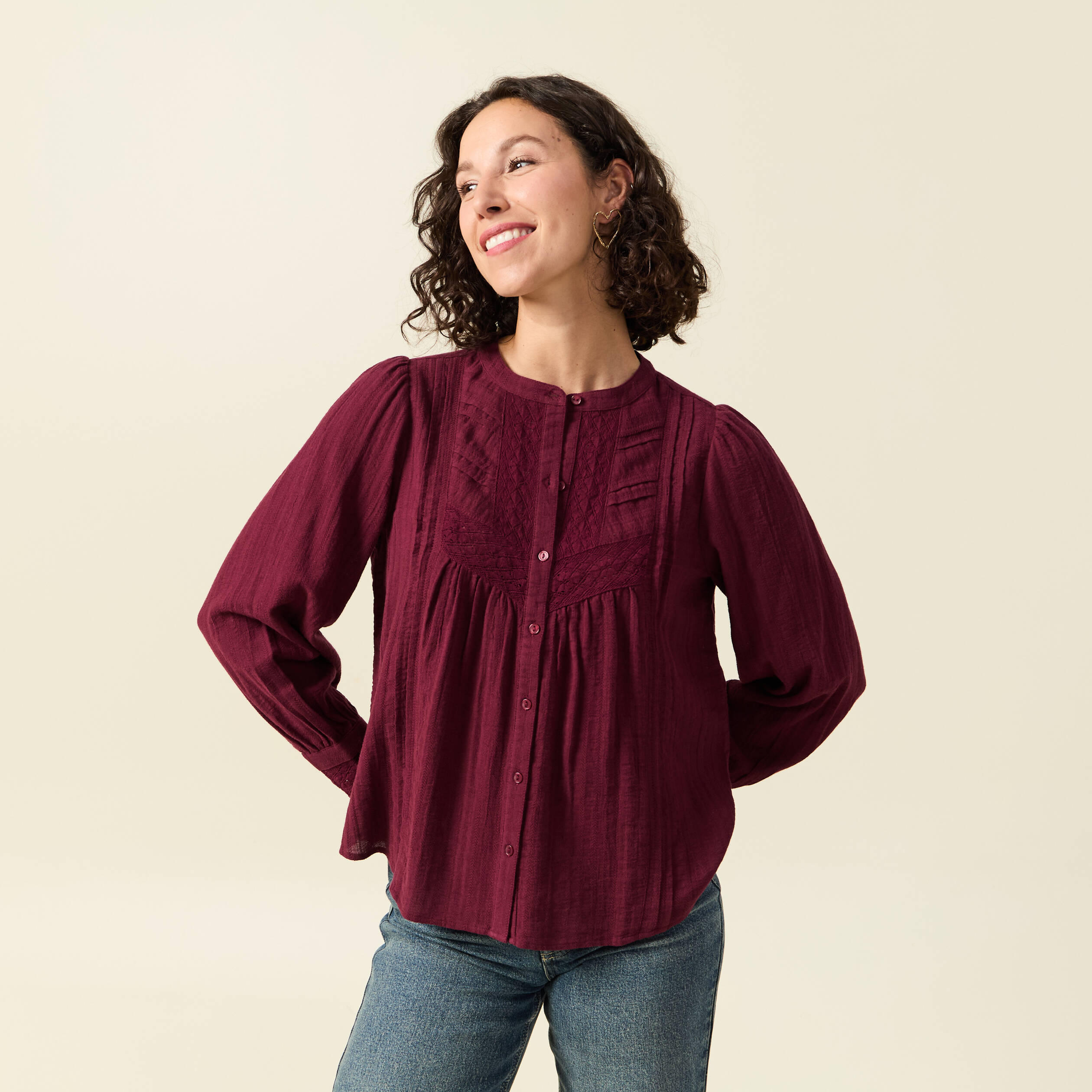 Chemise Nuit Femme Manches Longues E.Femme Chemise De Nuit Marion 333 - 50% Coton 50% Modal - Manches Longues - Taille 56 Bordeaux Chemise De Nuit Grande Taille