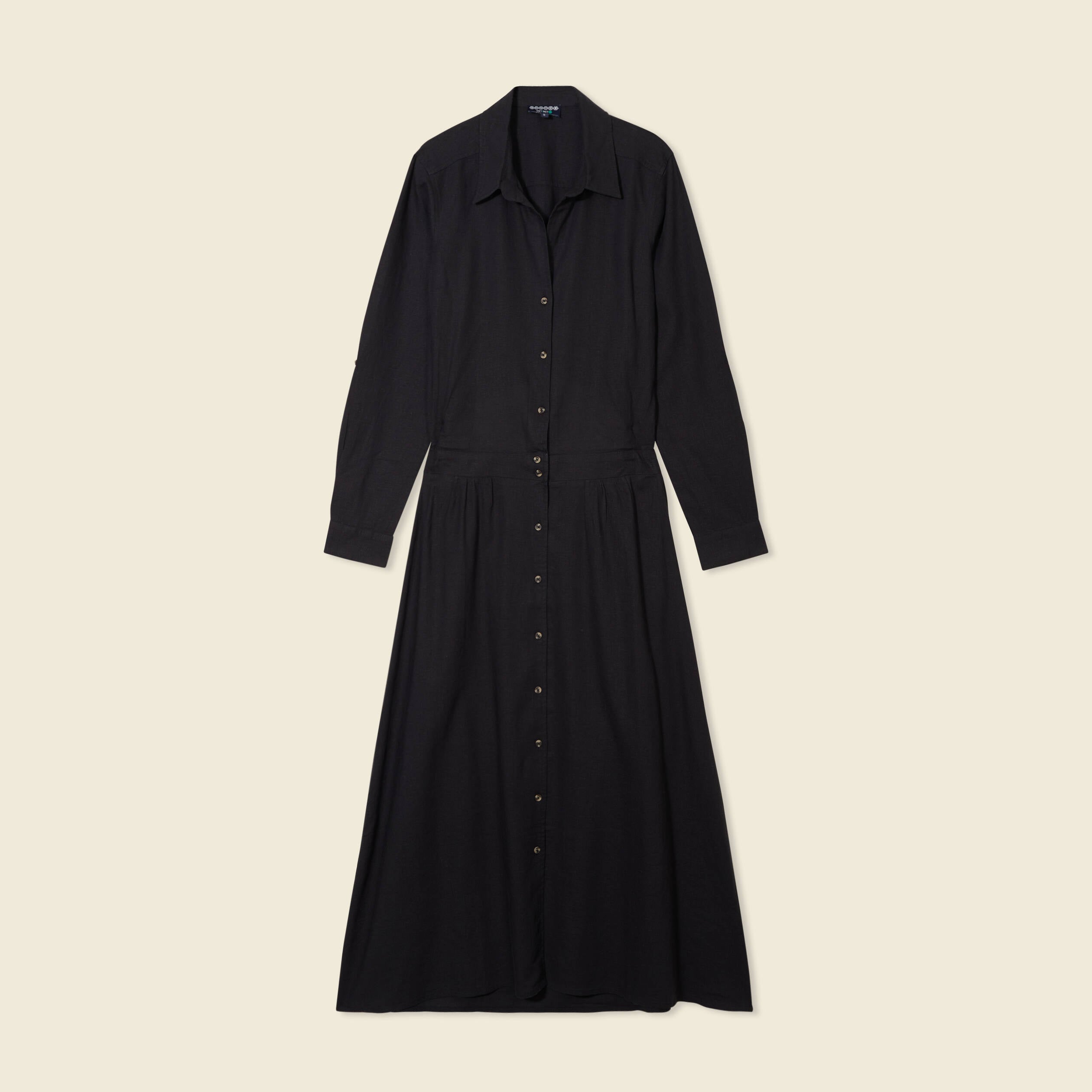 Robe droite manches longues 3/4 noir femme