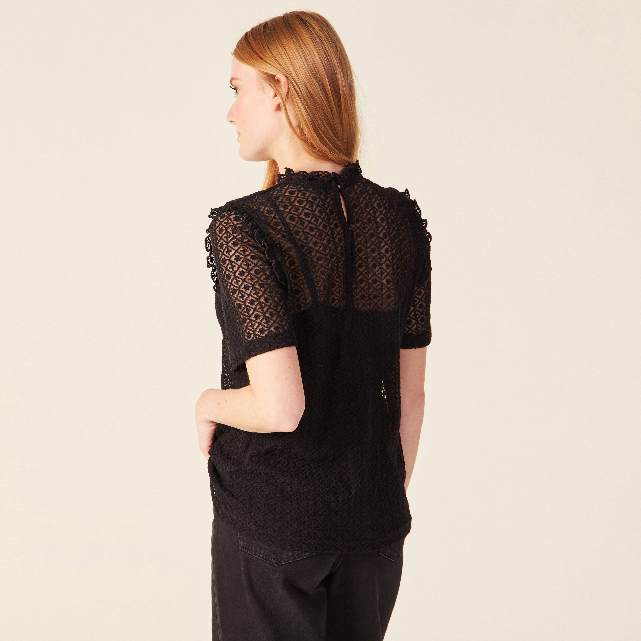 t shirt manches courtes noir femme T-shirt manches courtes noir femme
