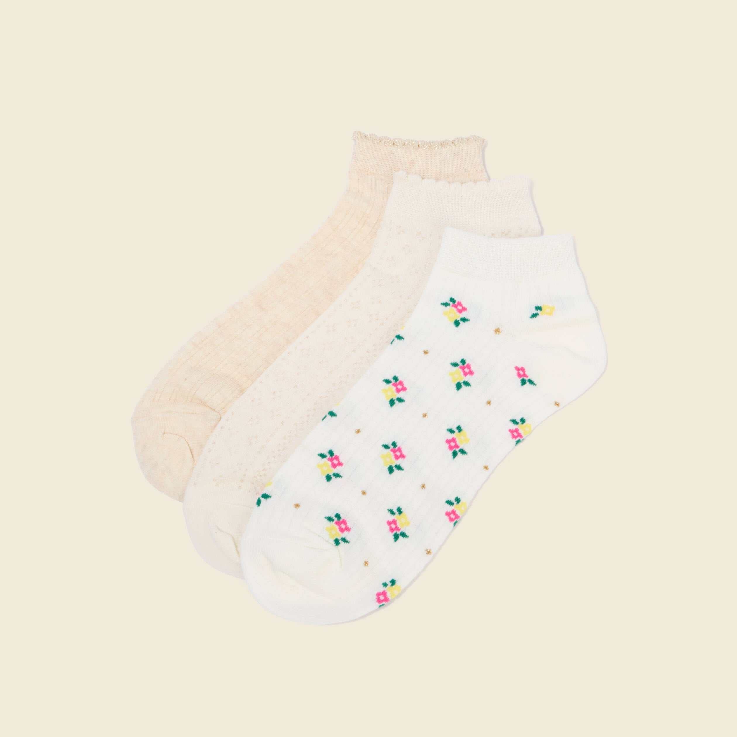 Lot de 3 paires de chaussettes creme femme