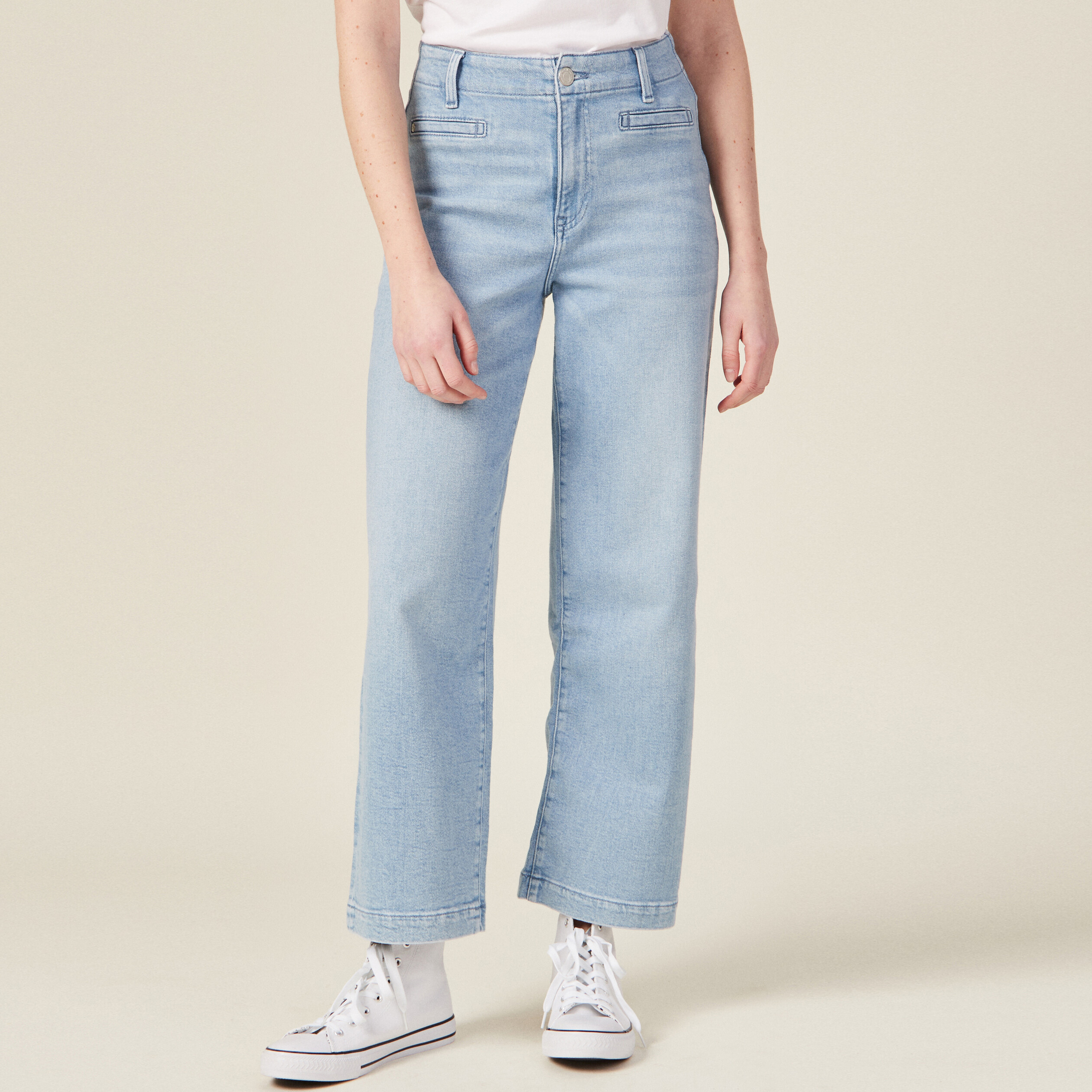 Jeans flare denim bleach femme