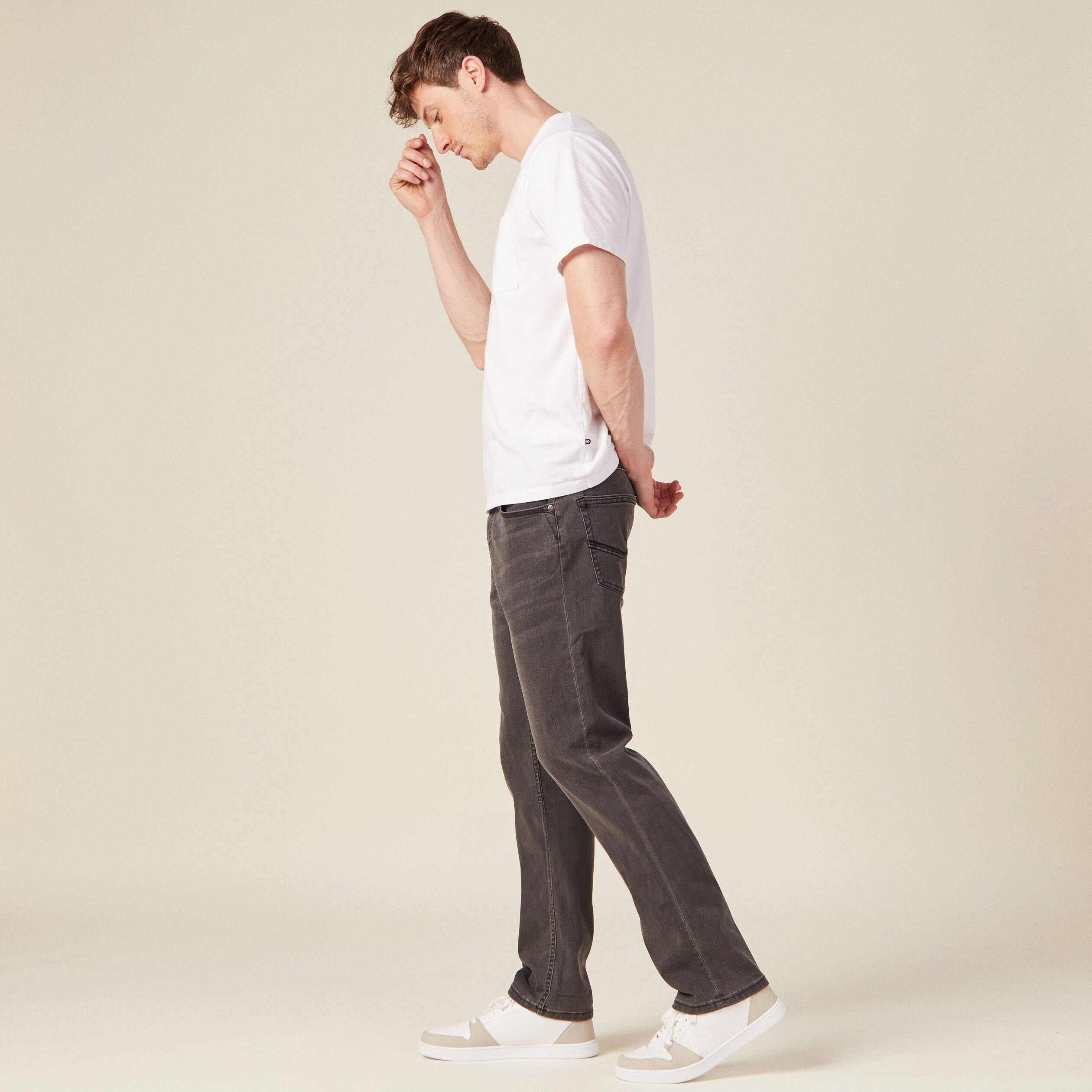 Jeans straight ultra stretch denim gris homme