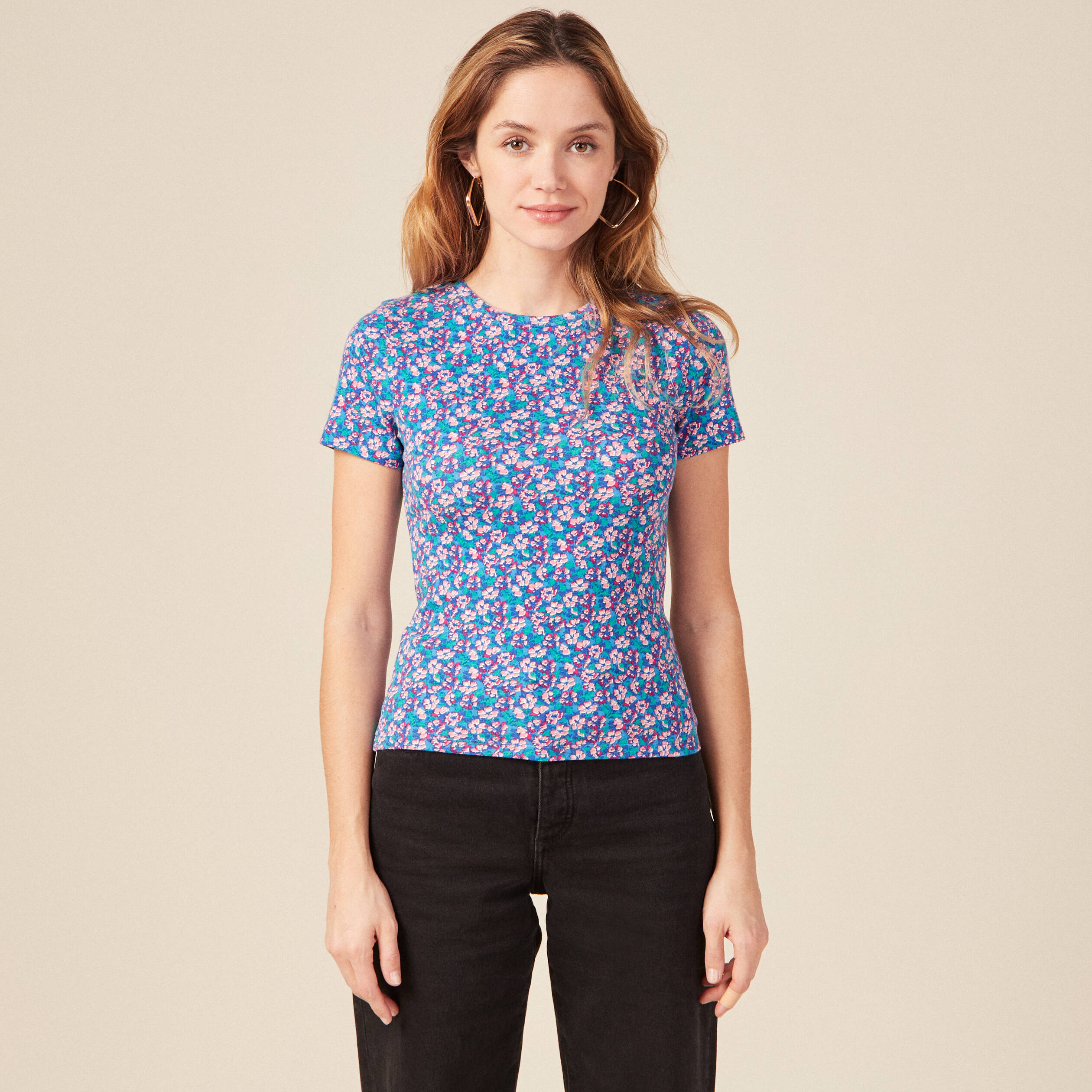 t shirt manches courtes bleu femme T-shirt manches courtes bleu femme