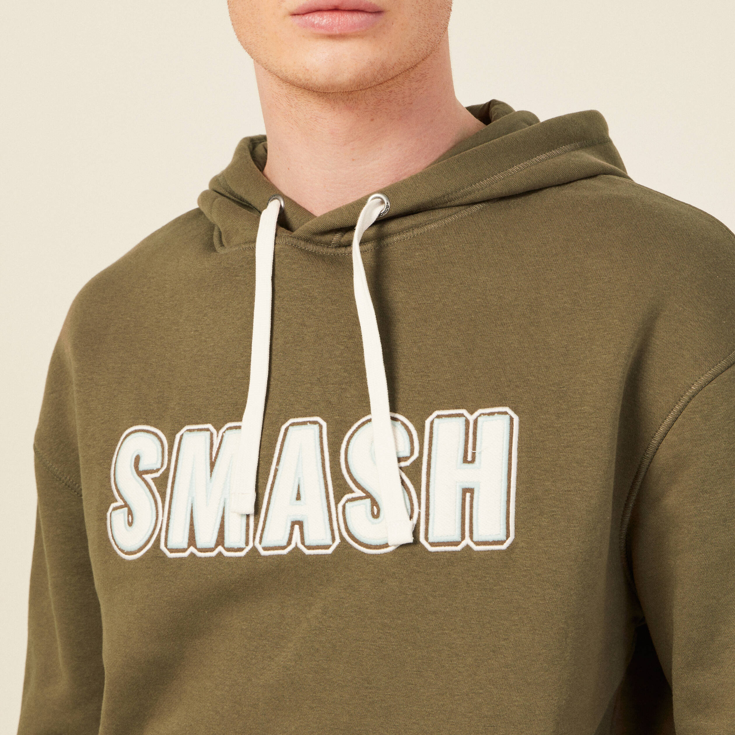 Sweat &agrave; capuche taupe homme