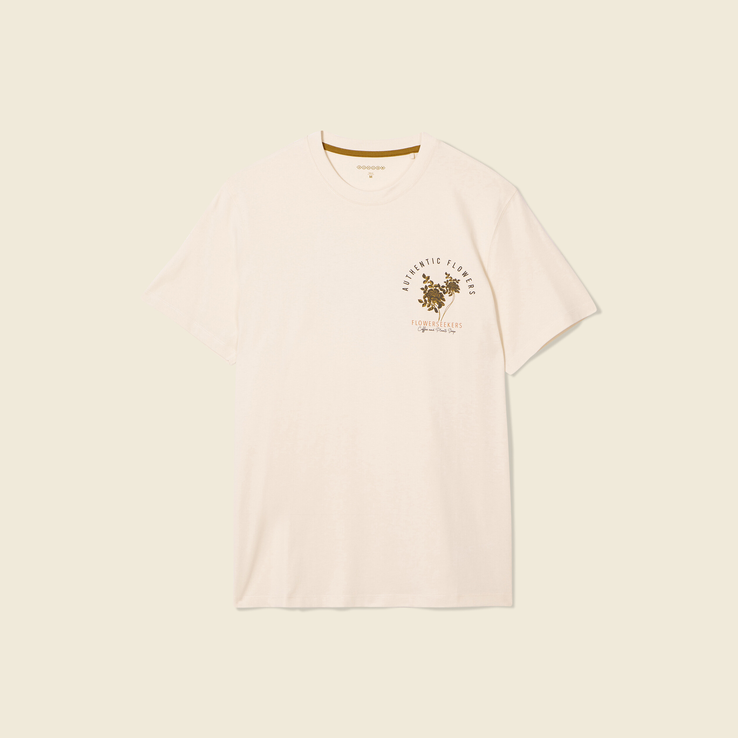 T-shirt manches courtes ecru homme