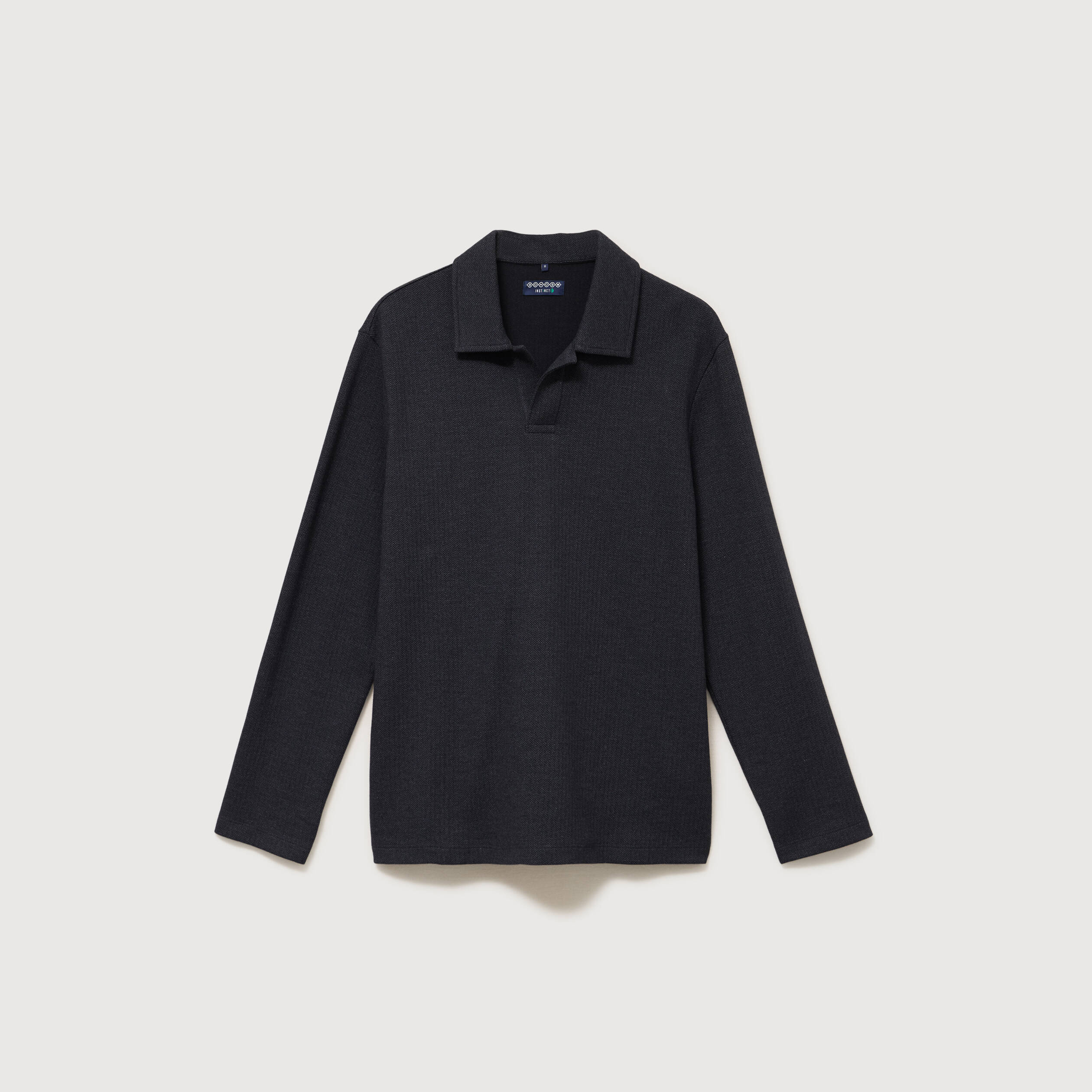 Polo manches longues noir homme