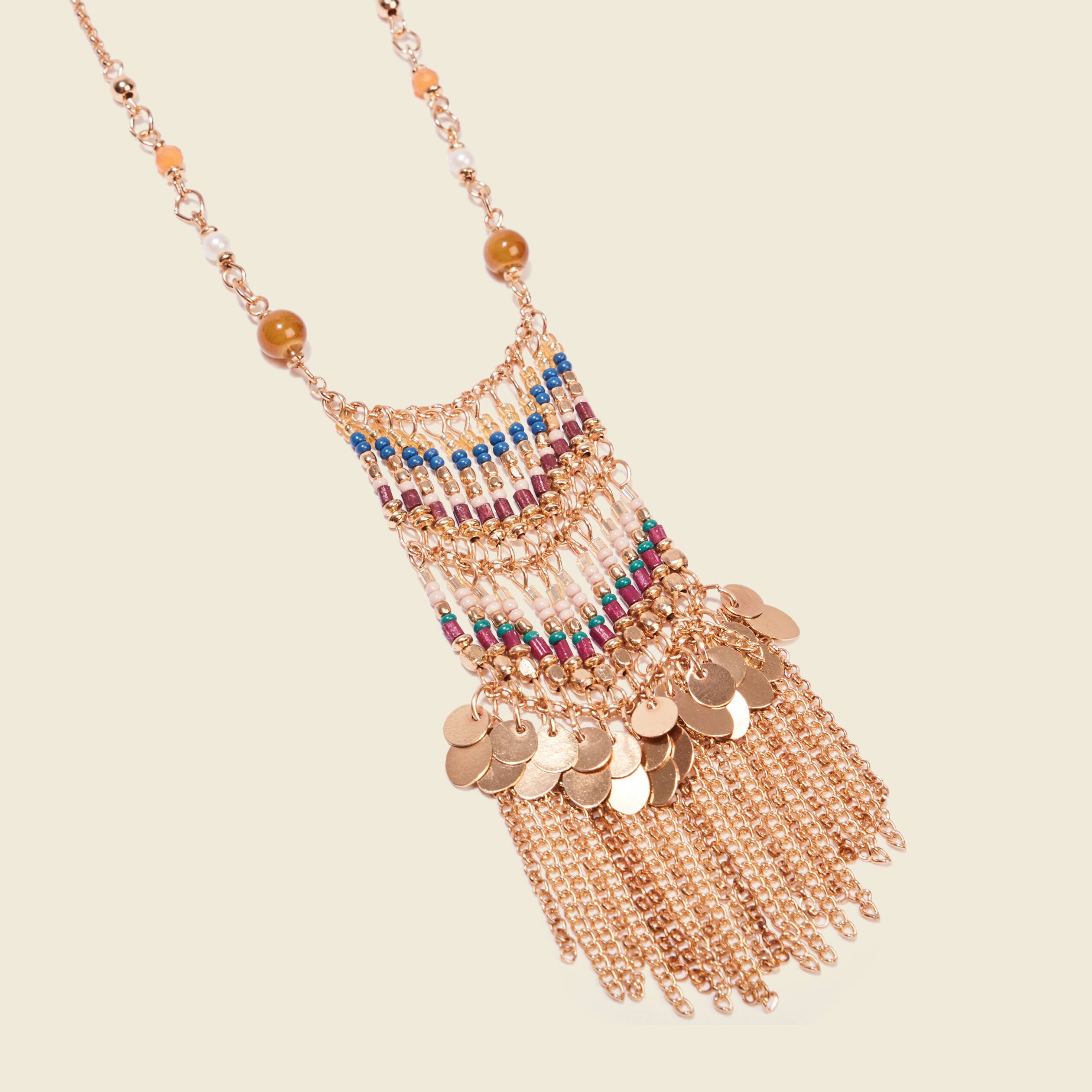 collier perles et chainettes multicolore femme Collier perles et chaînettes multicolore femme