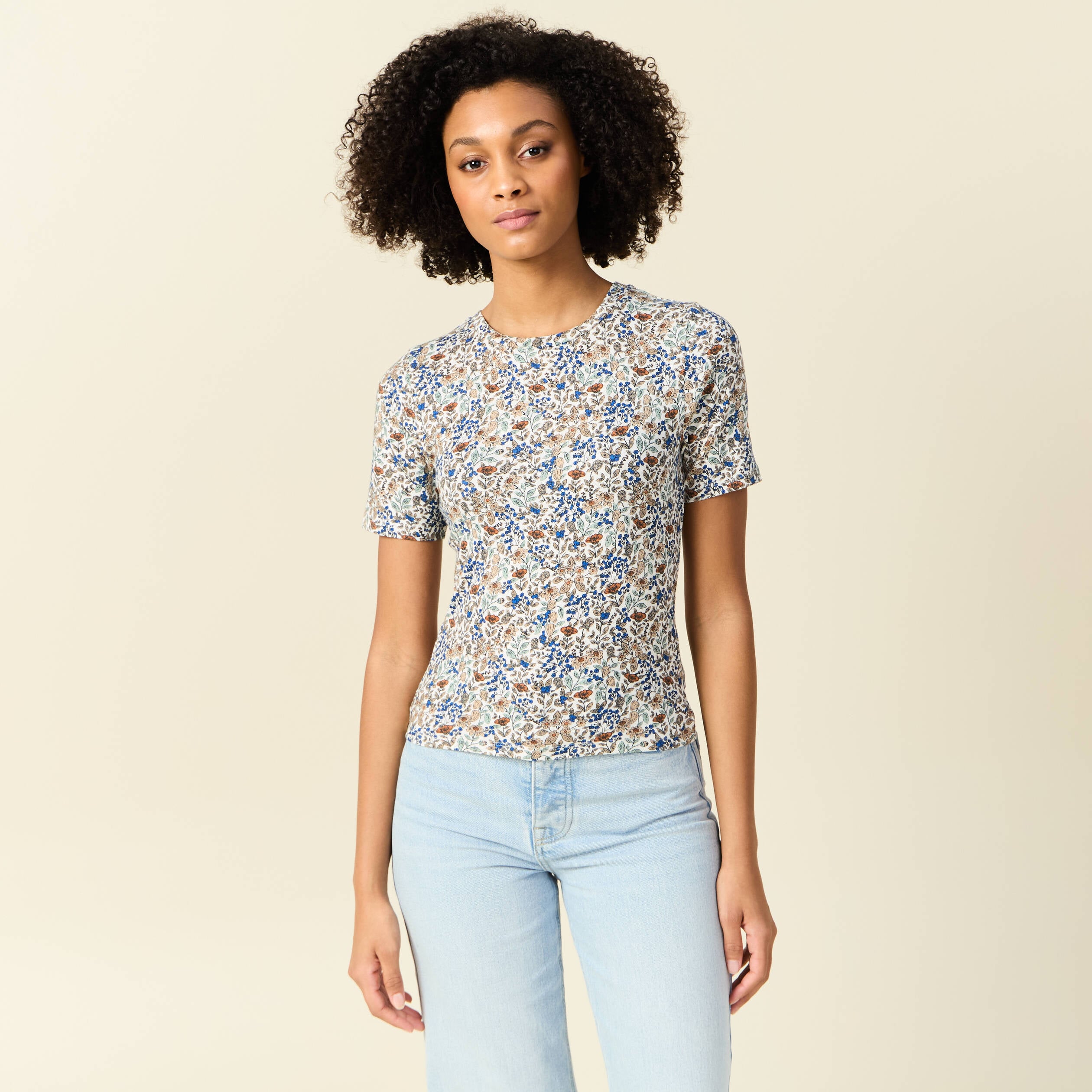 T-shirt manches courtes bleu clair femme