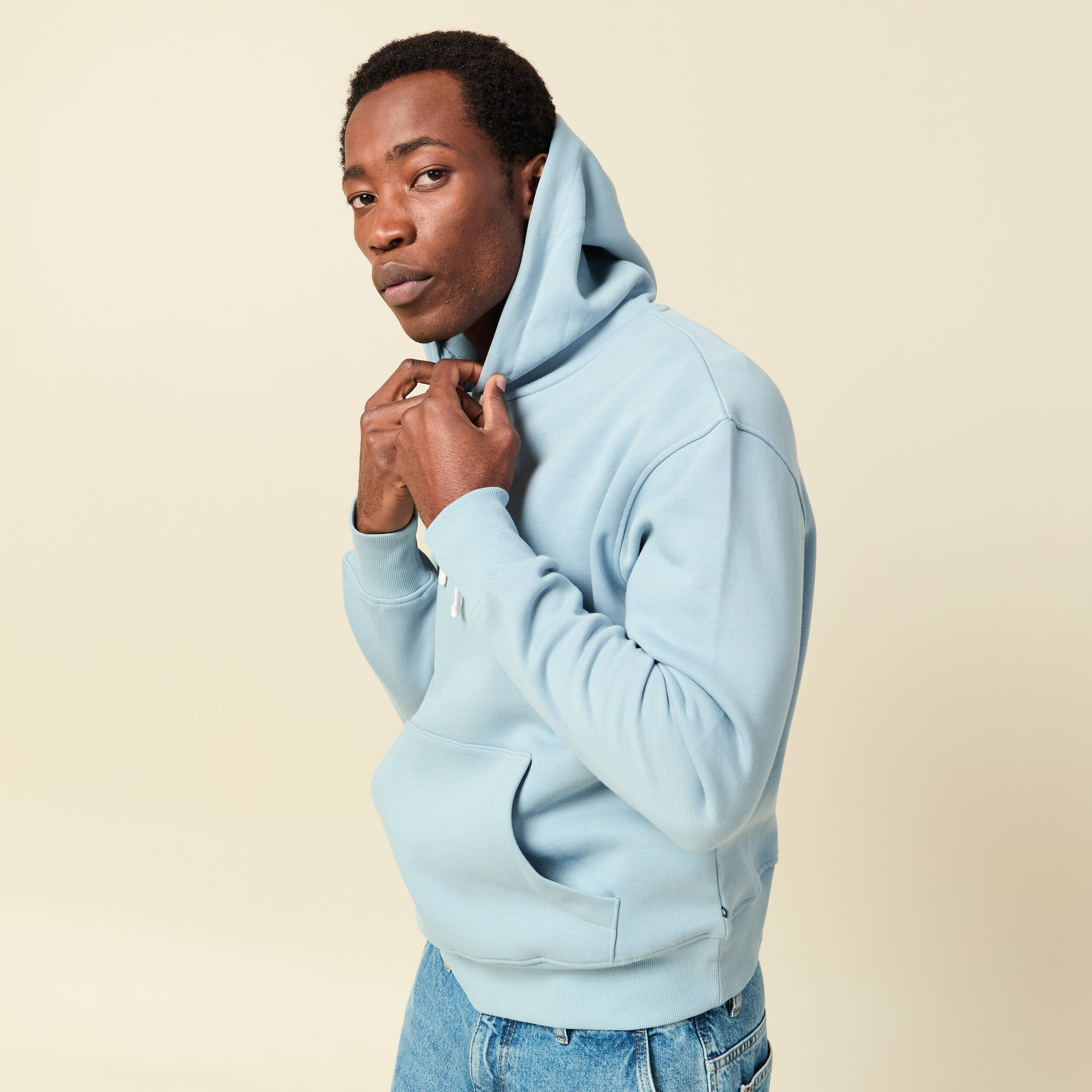 Sweat &agrave; capuche bleu clair homme