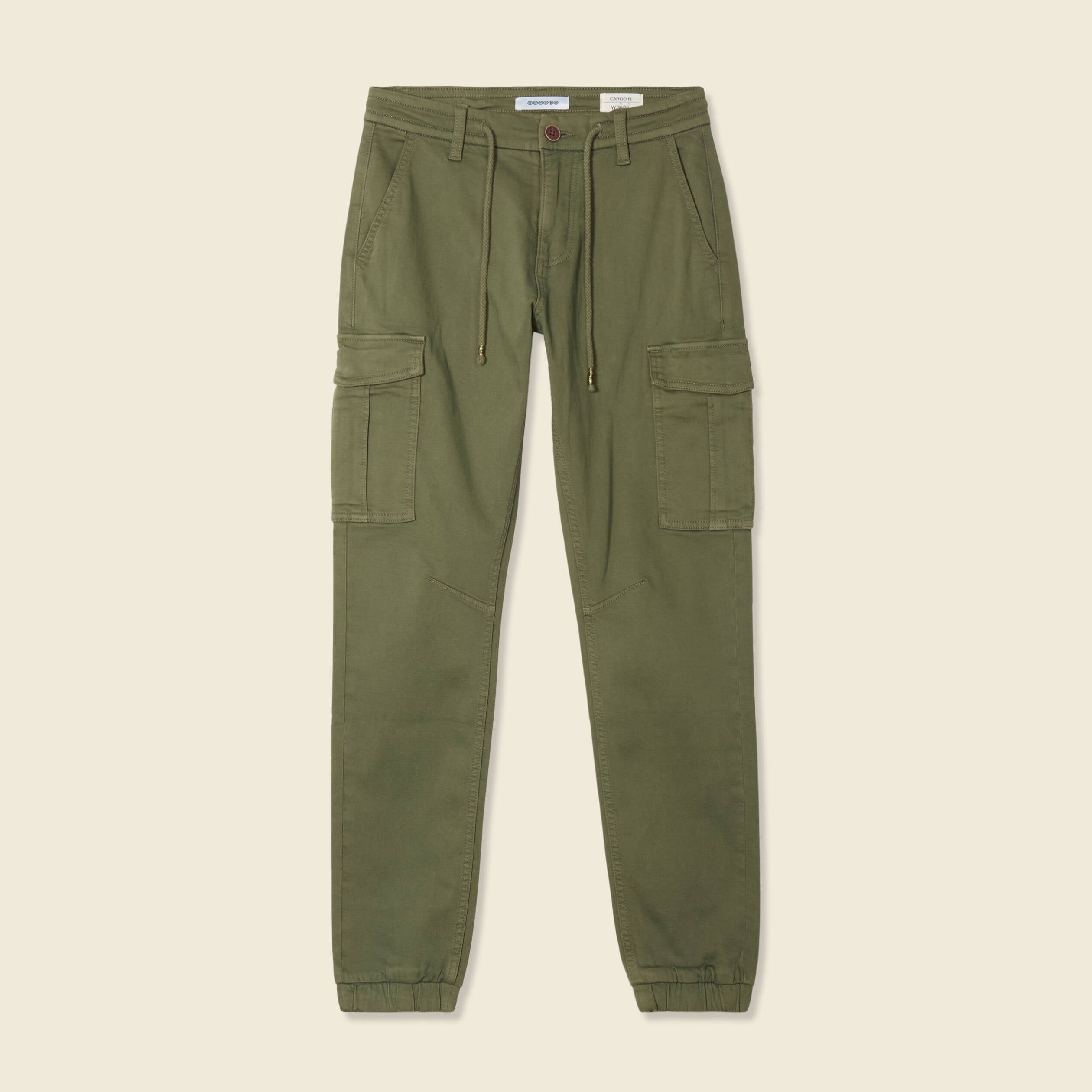 Pantalon cargo battle 7/8&egrave;me vert kaki femme