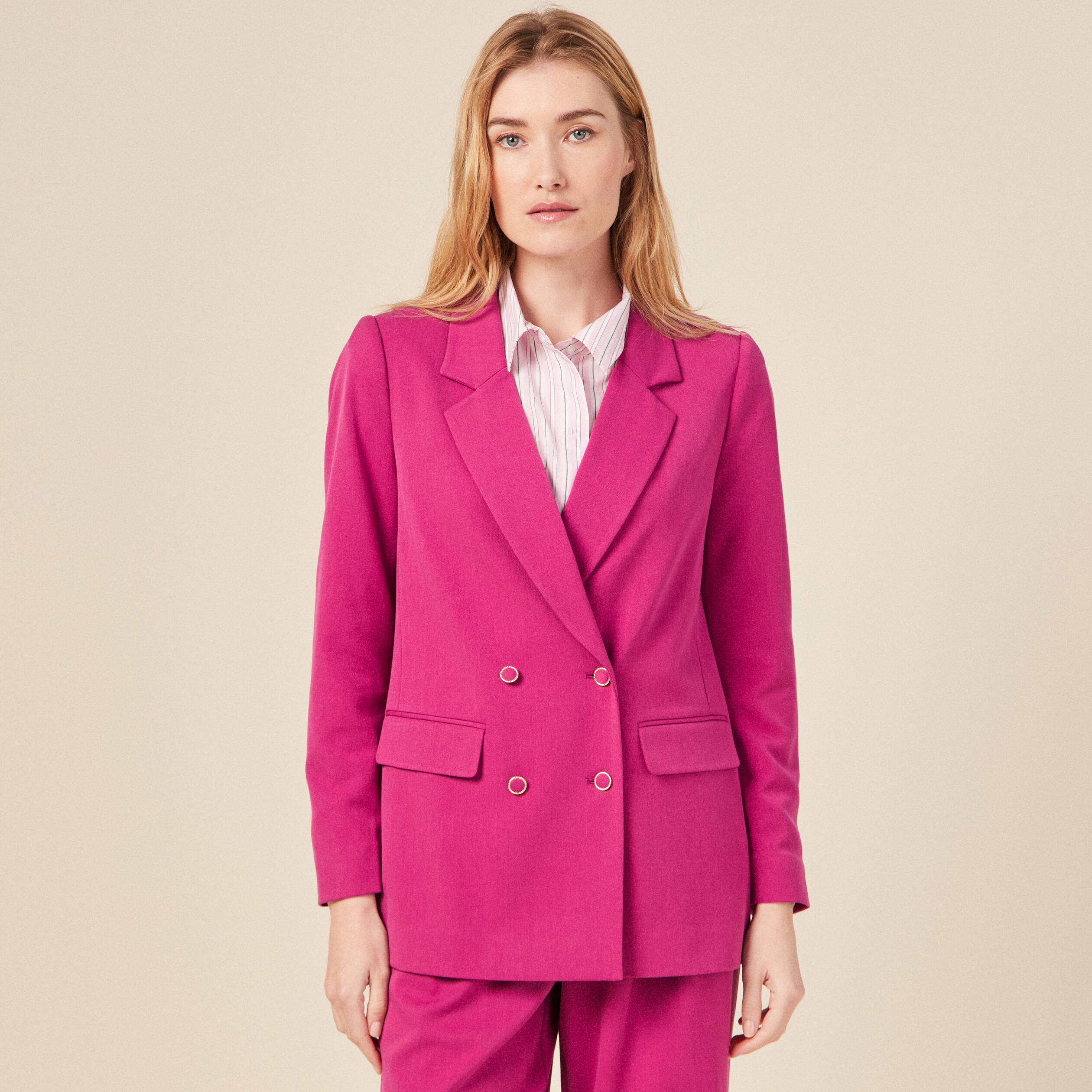 Veste blazer double boutonnage violet clair femme