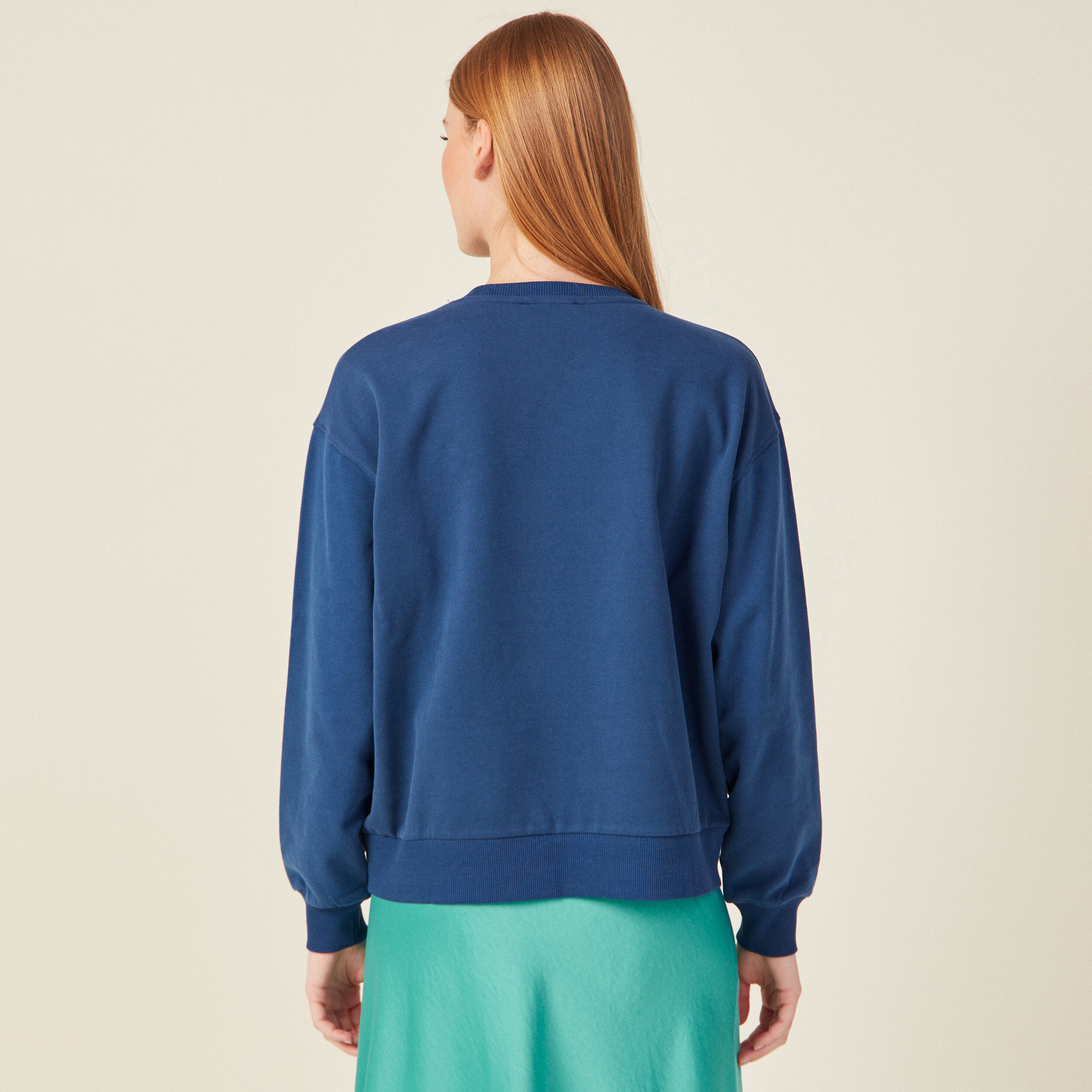 Sweat manches longues bleu marine femme