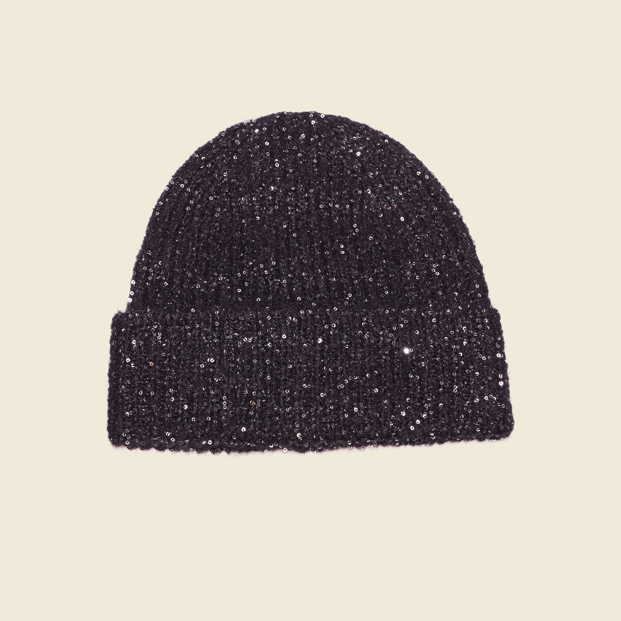 Bonnet avec sequins noir femme