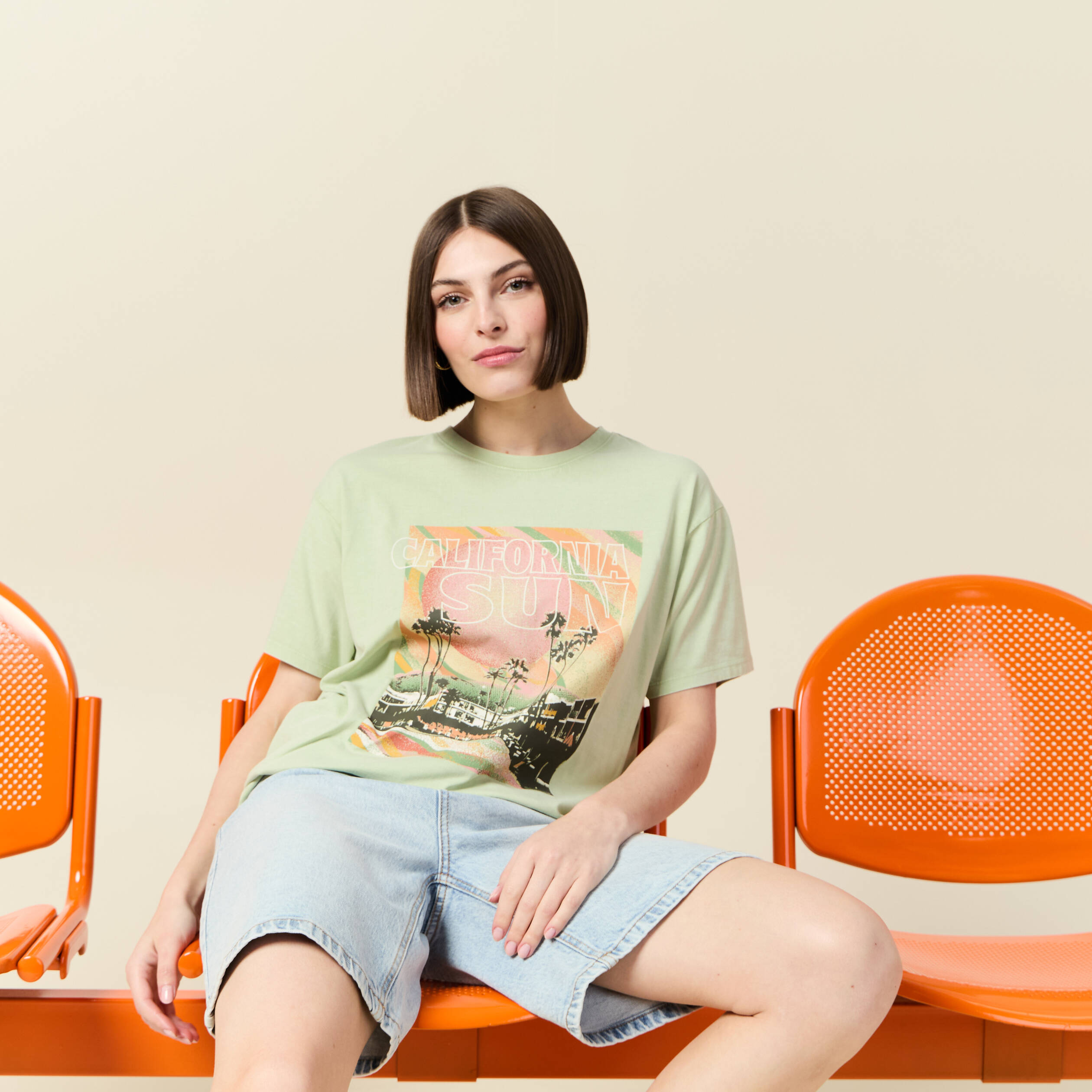 t shirt oversize en coton vert clair femme T-shirt oversize en coton vert clair femme