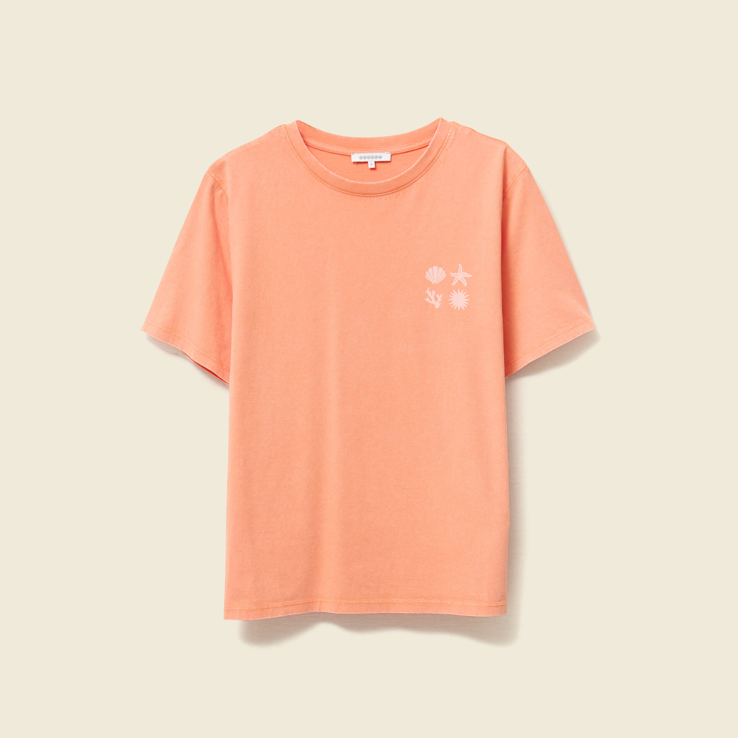 t shirt manches courtes orange clair femme T-shirt manches courtes orange clair femme