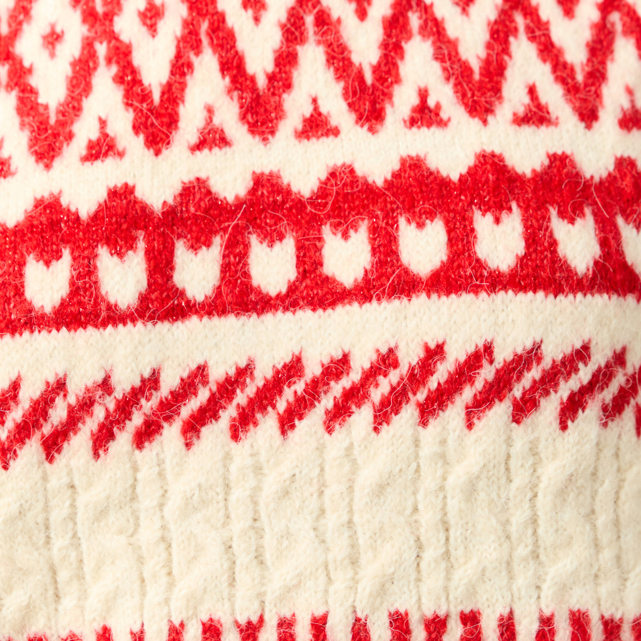 Pull manches longues col rond rouge femme