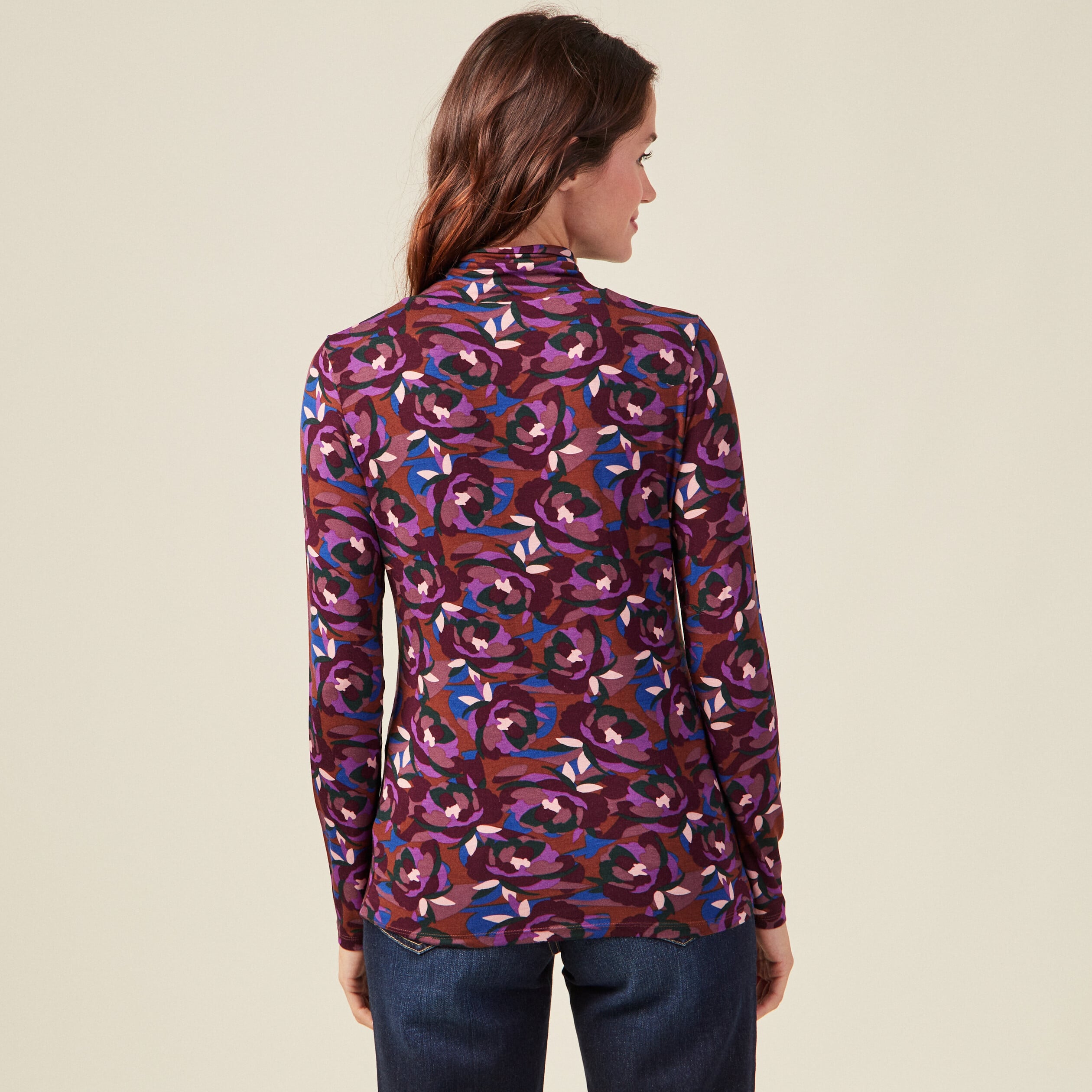 T-shirt manches longues marron femme