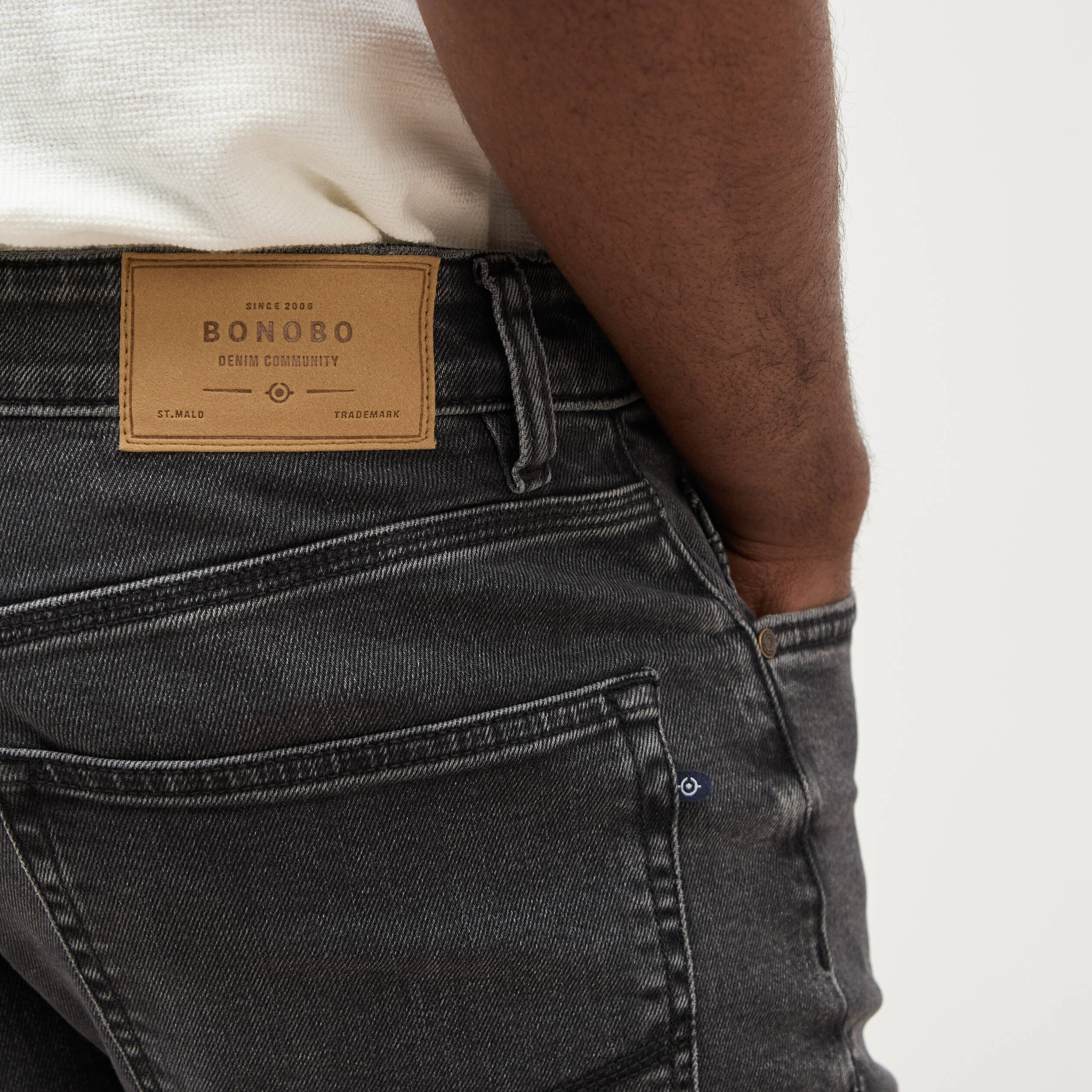 Jeans straight 5 poches denim gris homme