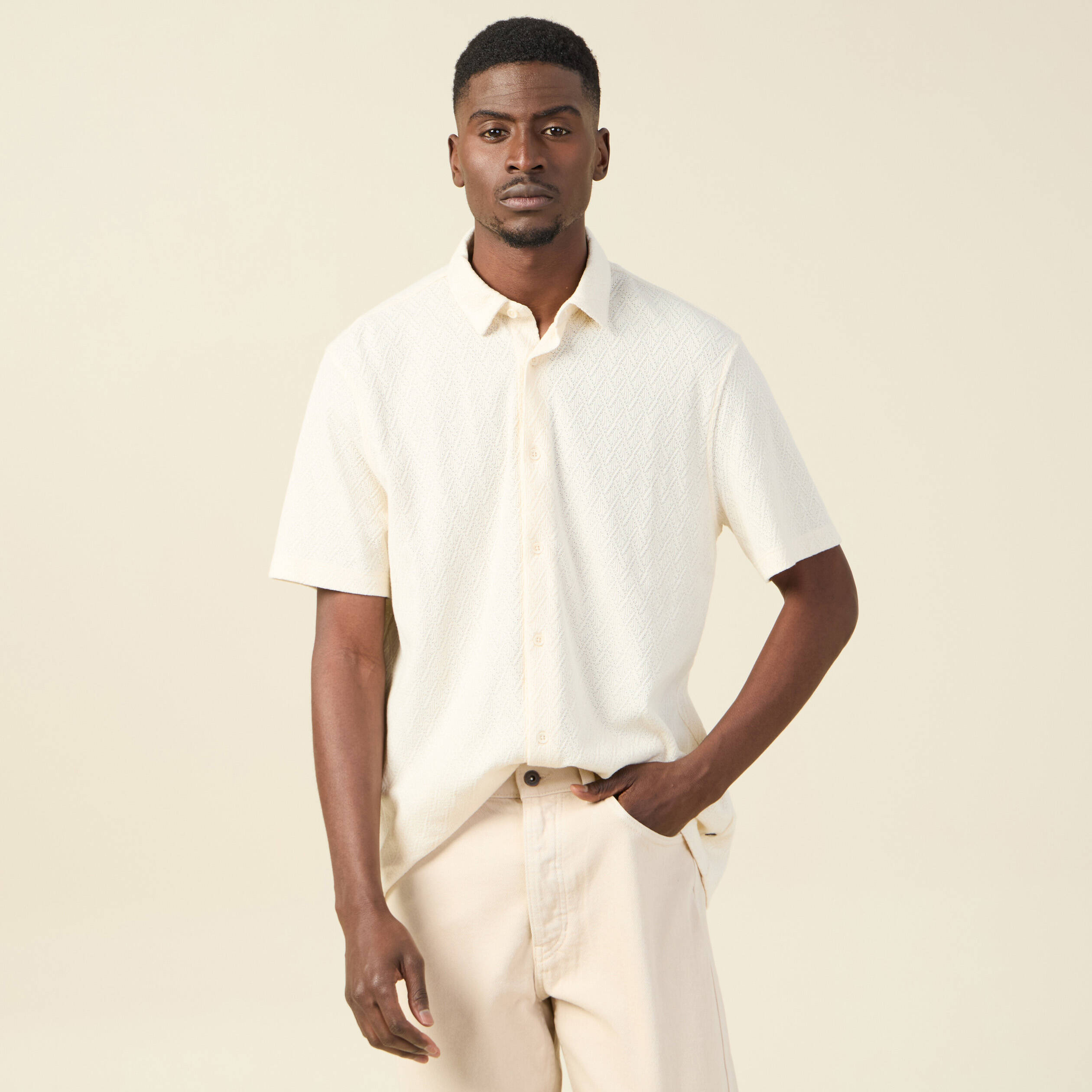 Chemise manches courtes ecru homme