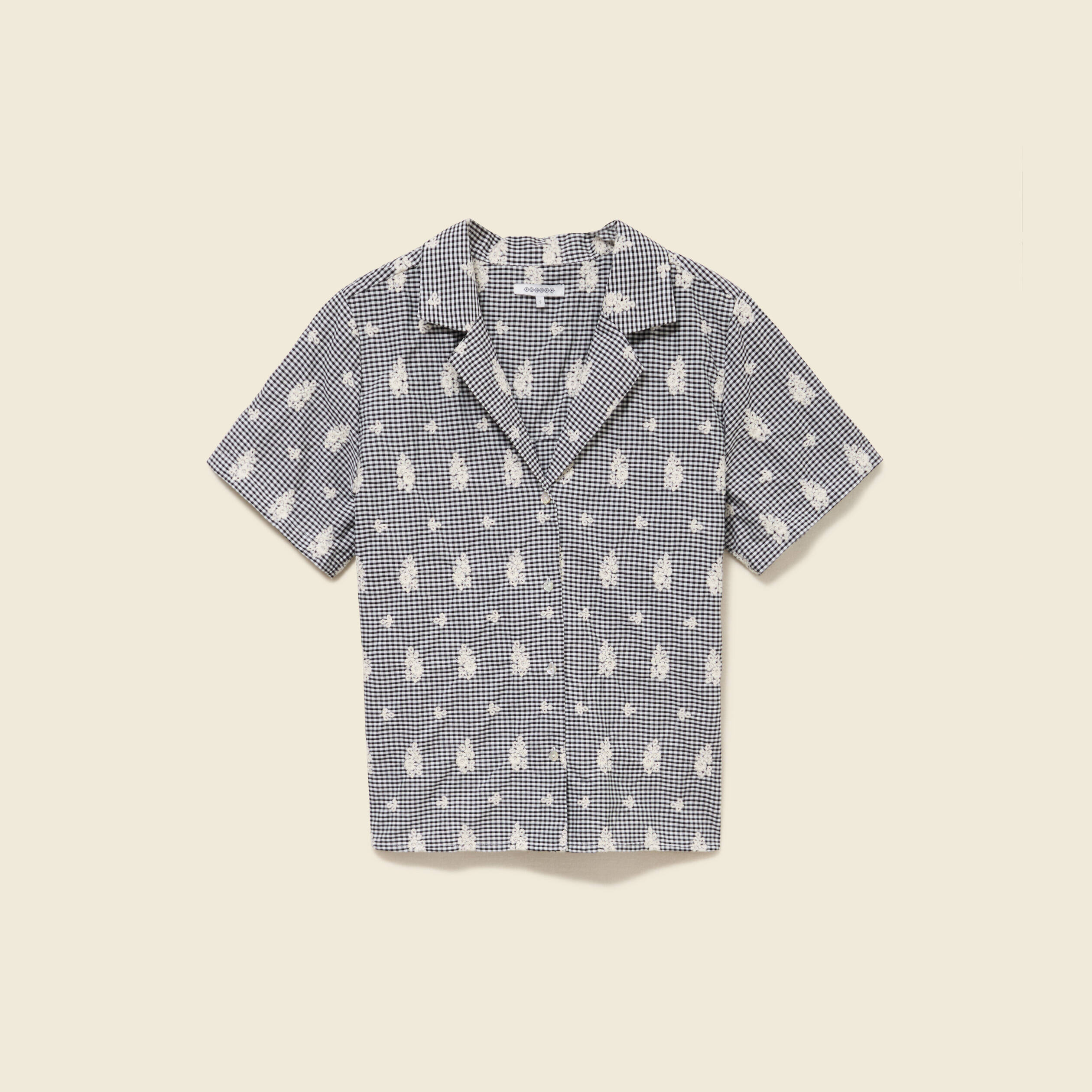Chemise en coton manches courtes noir femme