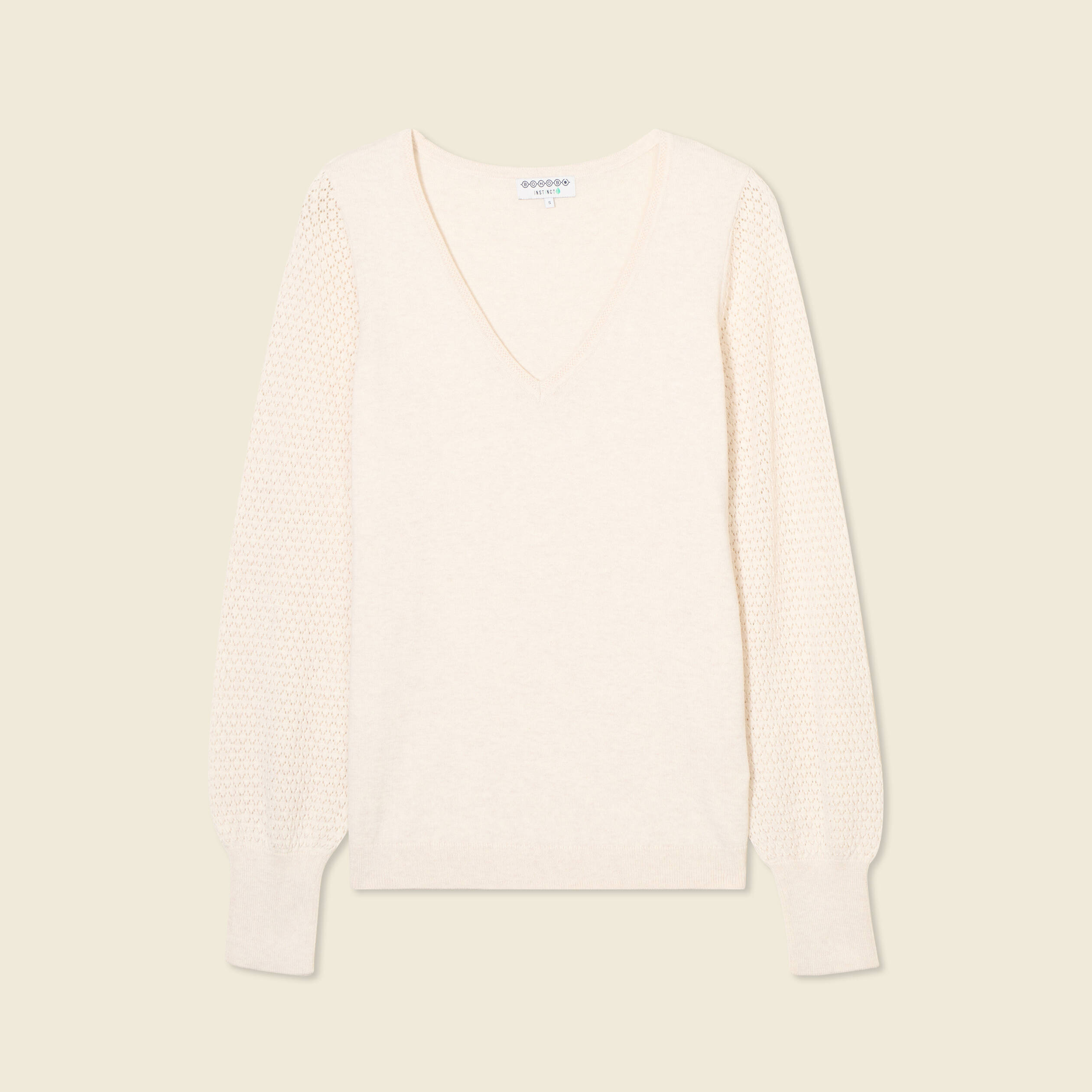 Pull manches longues creme femme