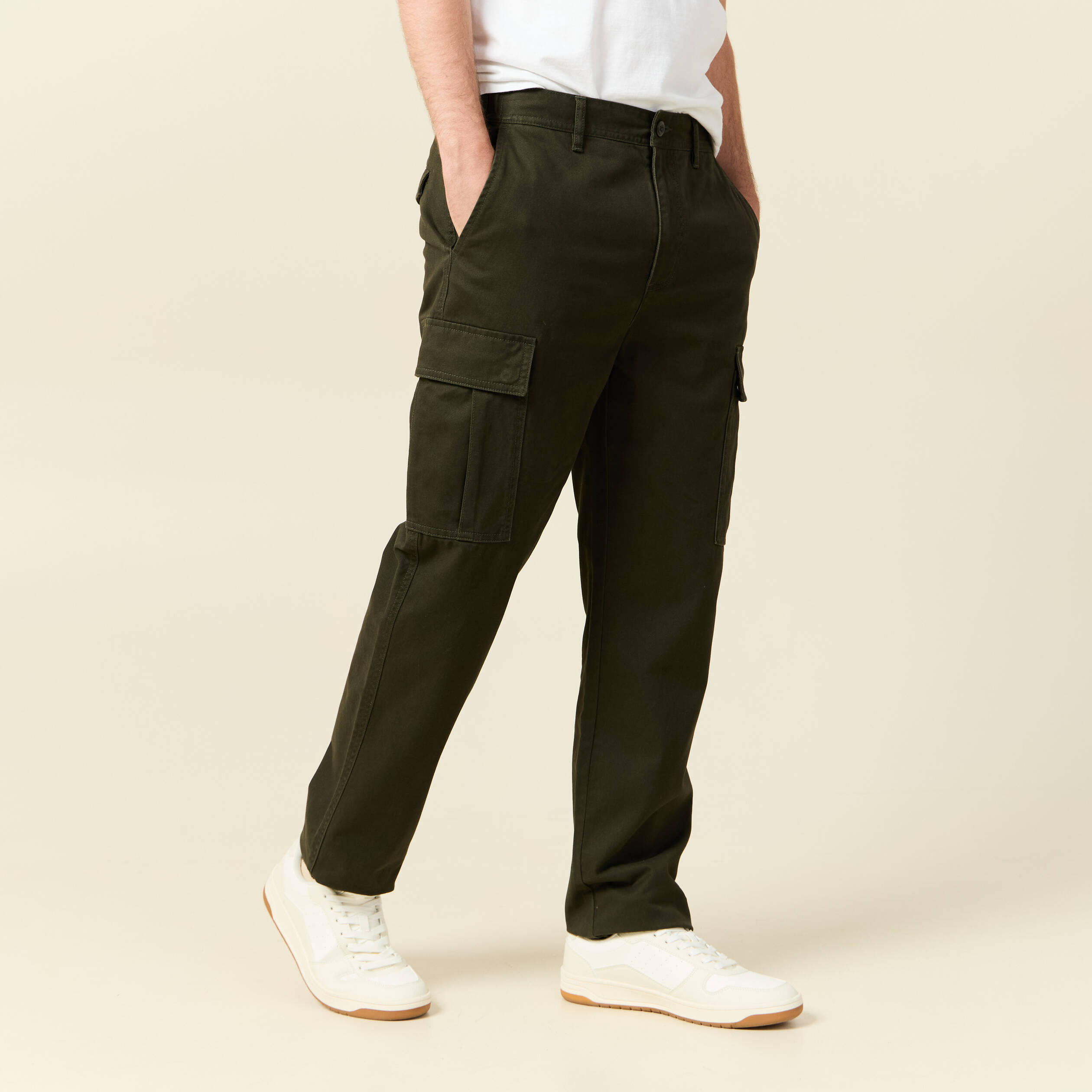 Cargo coupe battle en coton vert kaki homme