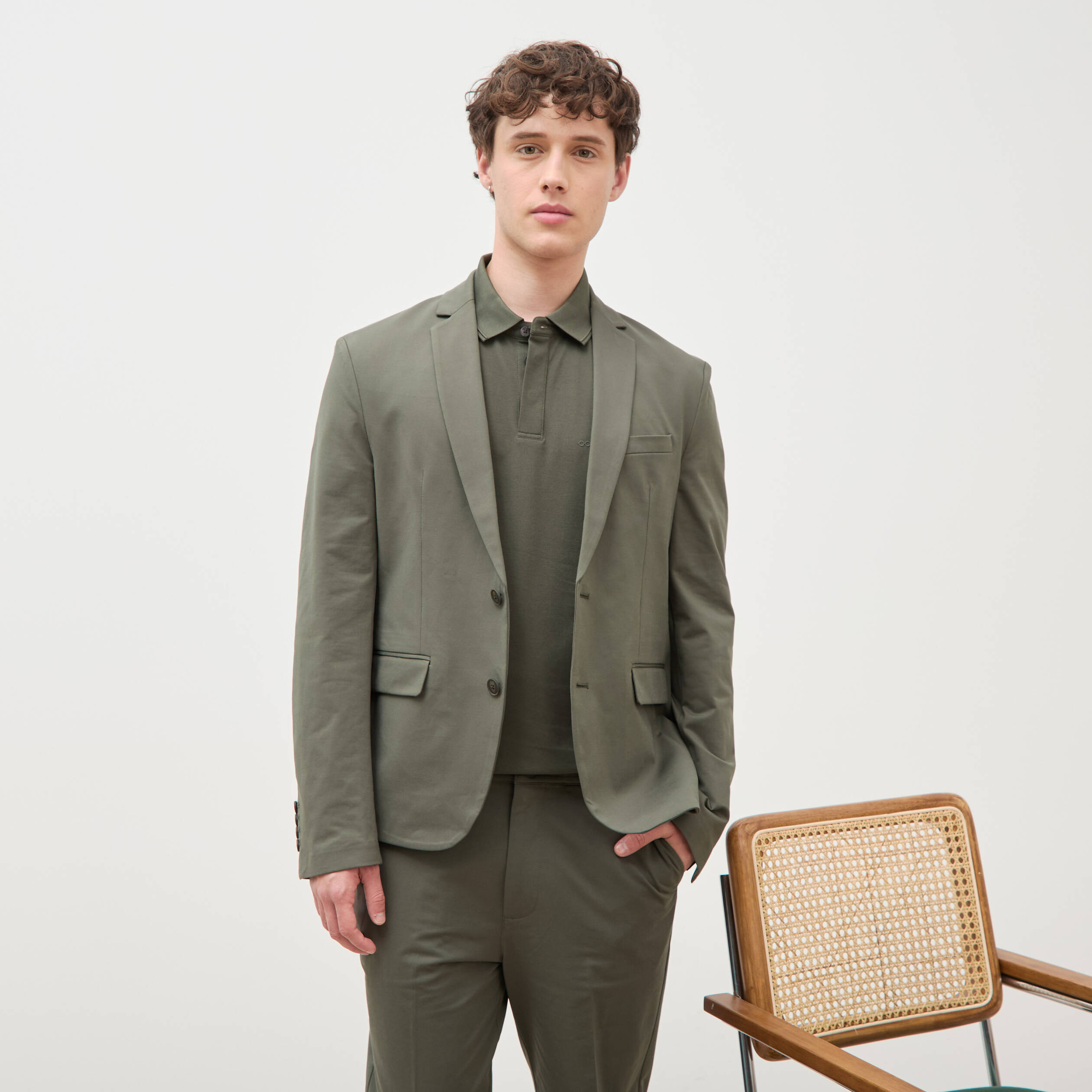 Veste blazer stretch vert fonc&eacute; homme