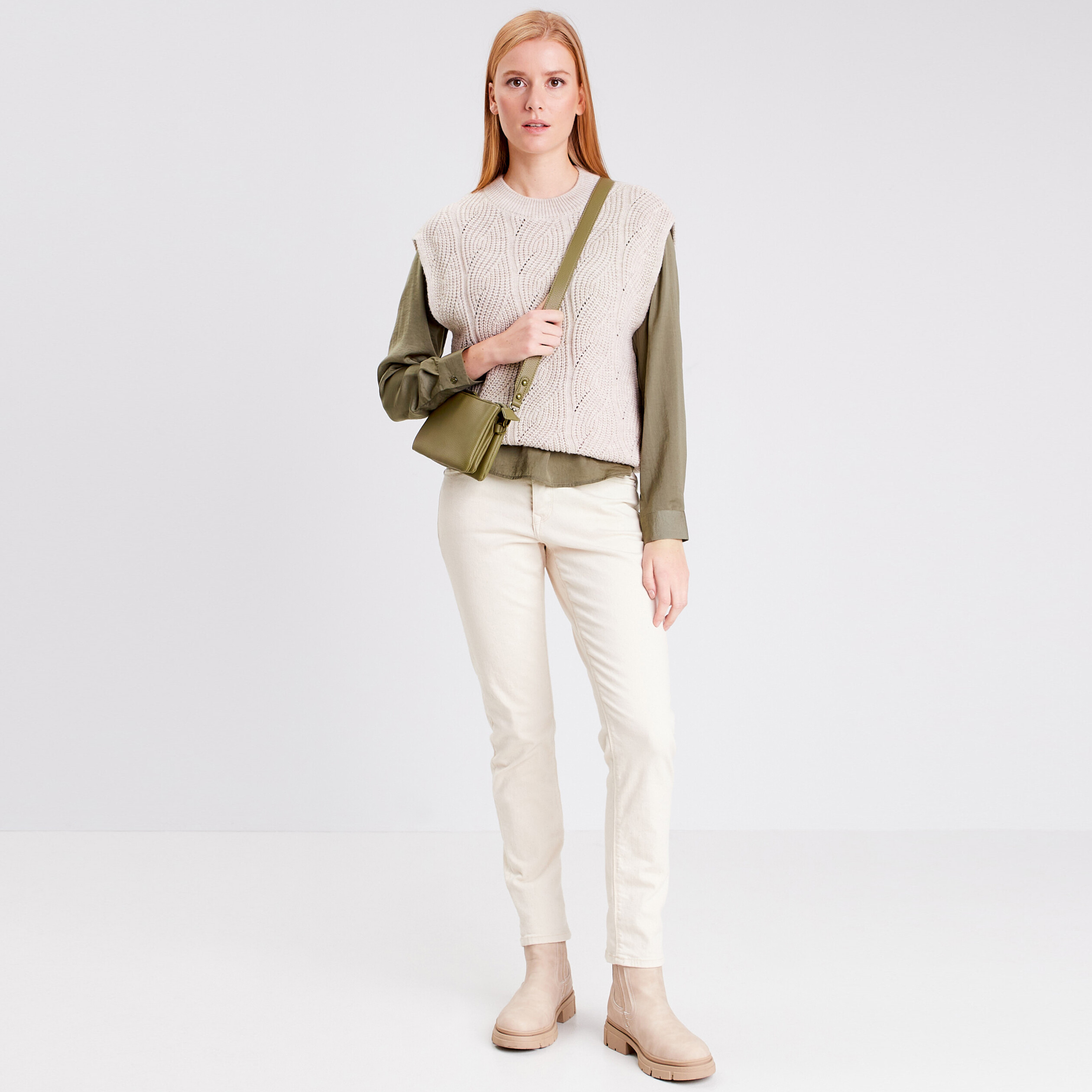 Blouse manches longues vert kaki femme