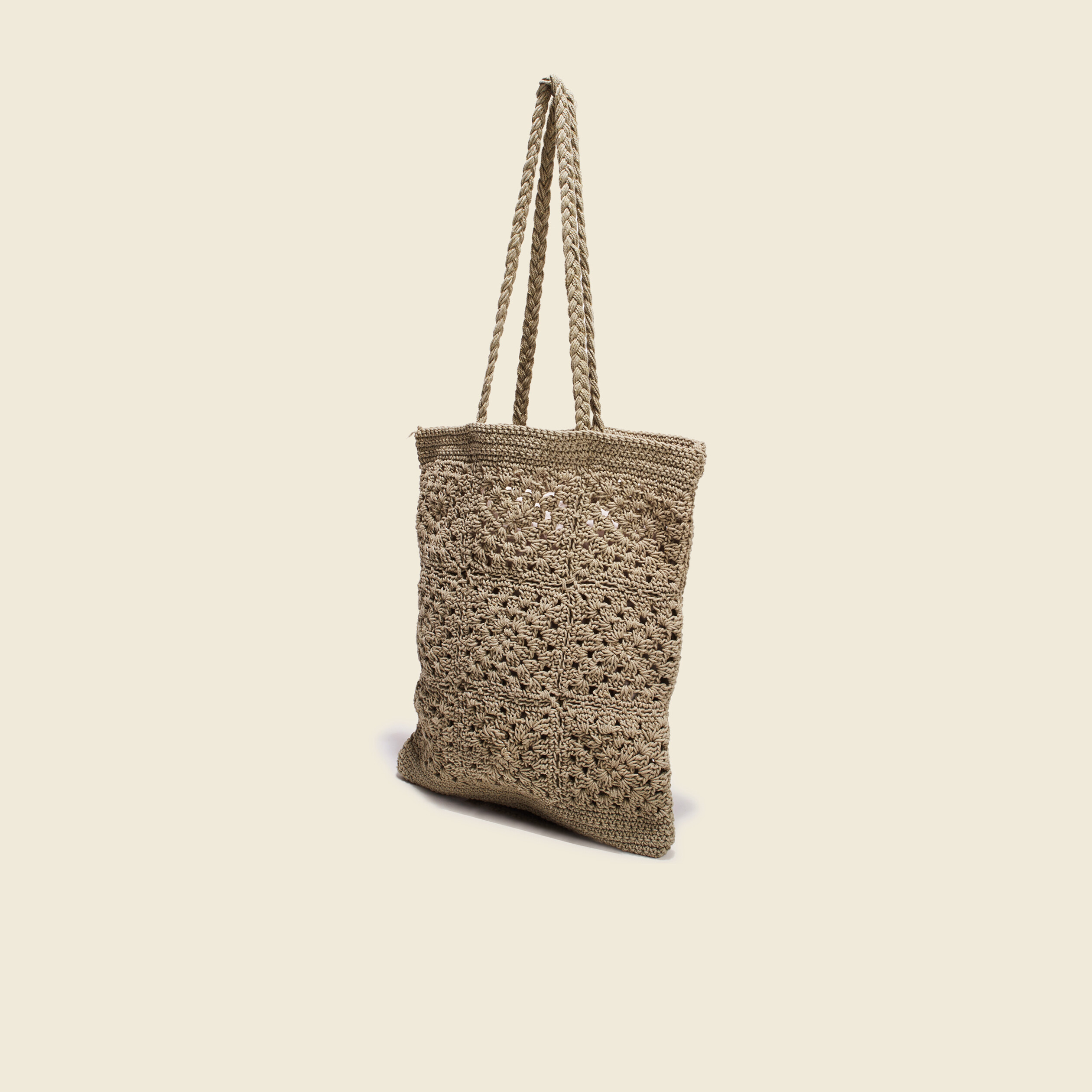 Sac cabas crochet vert kaki femme