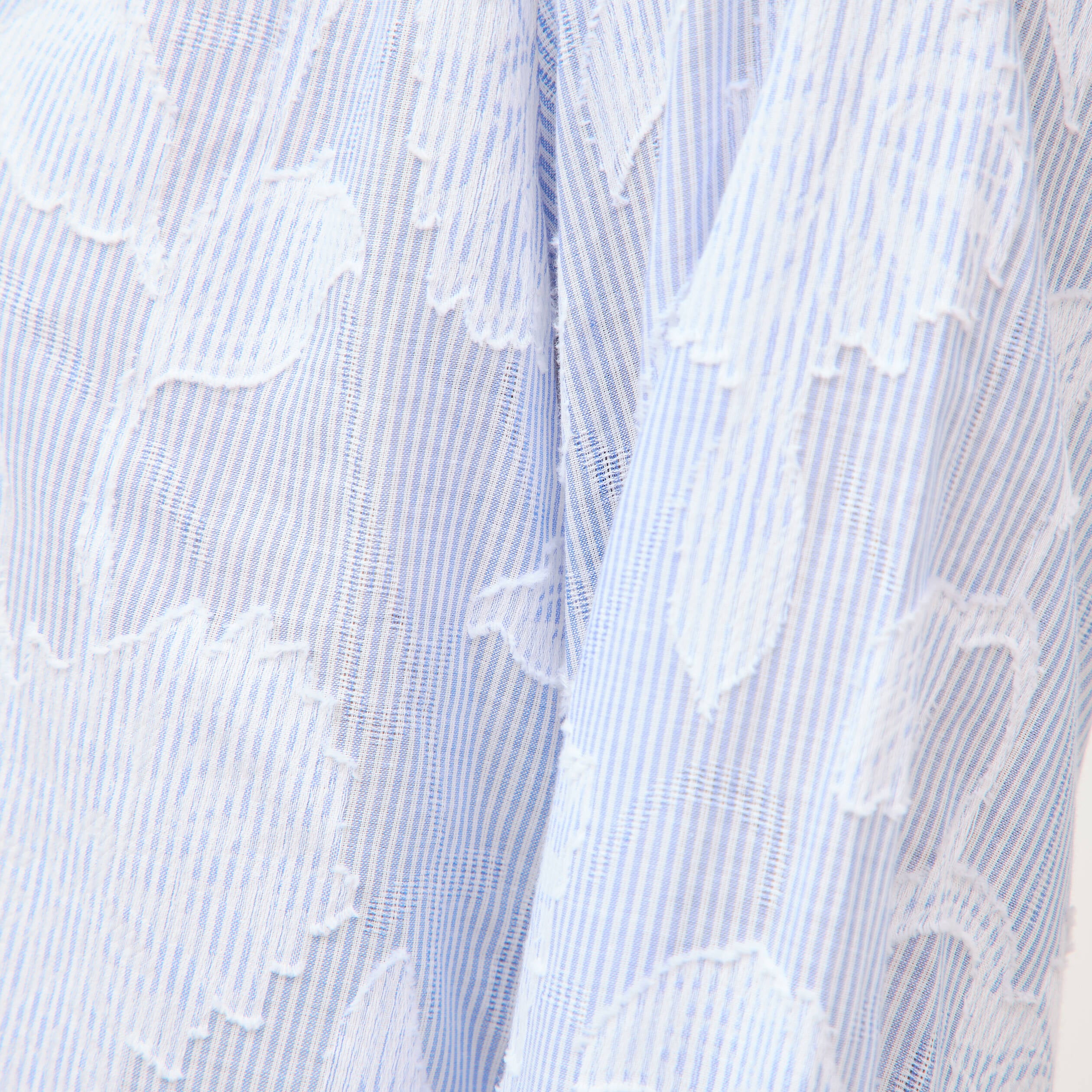 Chemise en coton col V manches longues bleu gris femme