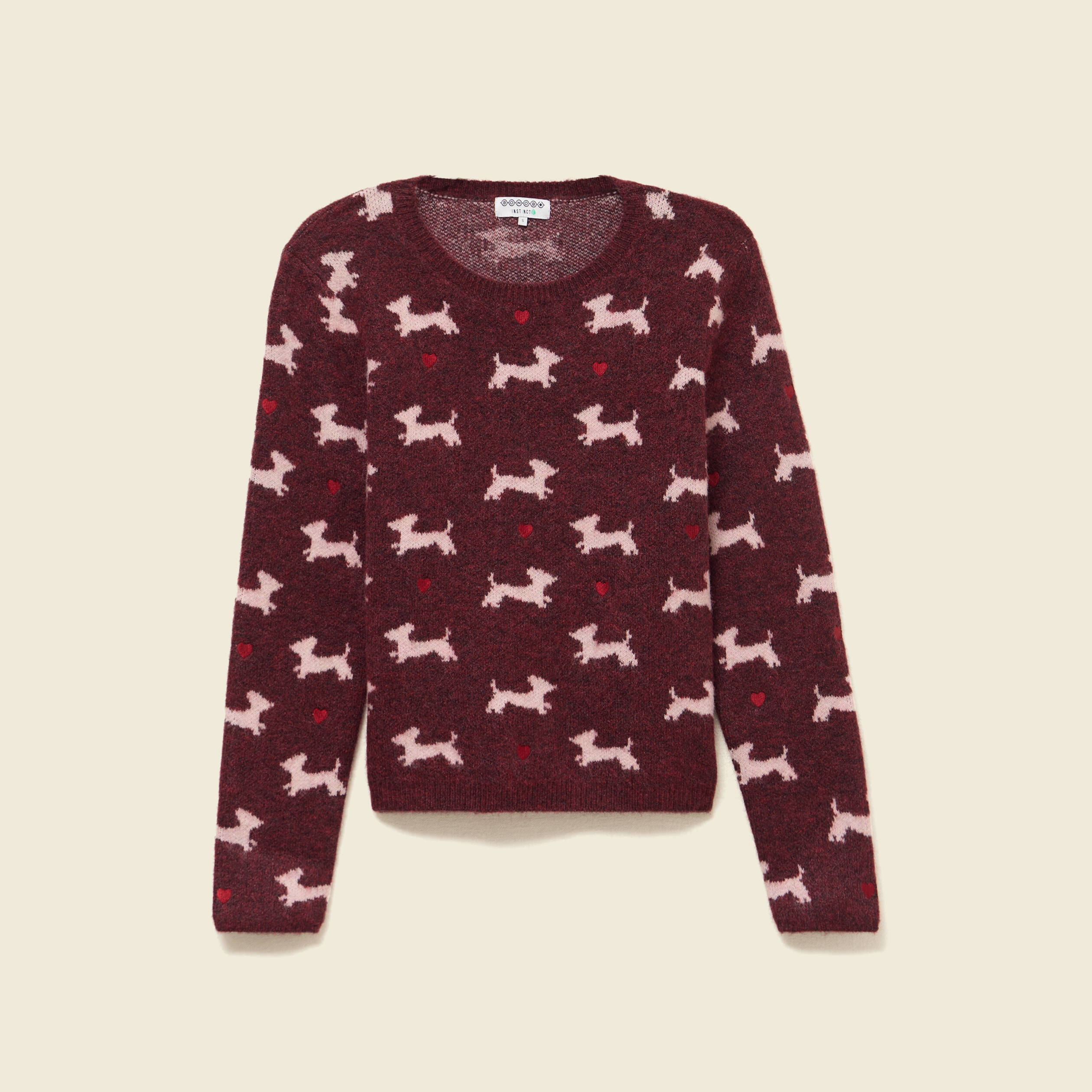 Pull De Noël Col Bateau Manches Longues Creme Femme